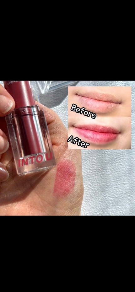 フェザーマットリップスティック/INTO U/口紅を使ったクチコミ(2枚目)
