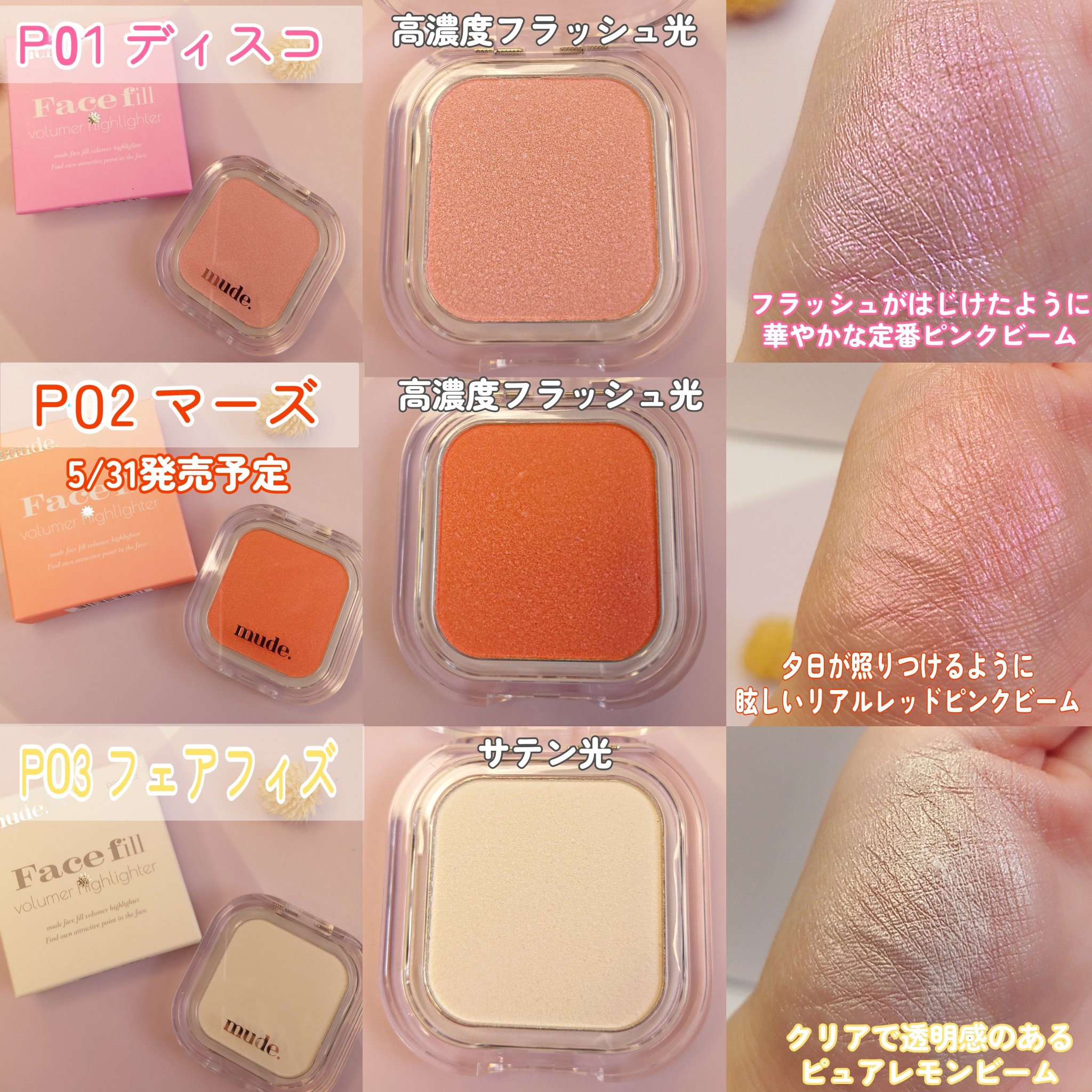 フェイスフィルボリューマーハイライター/mude/パウダーハイライトを使ったクチコミ（3枚目）