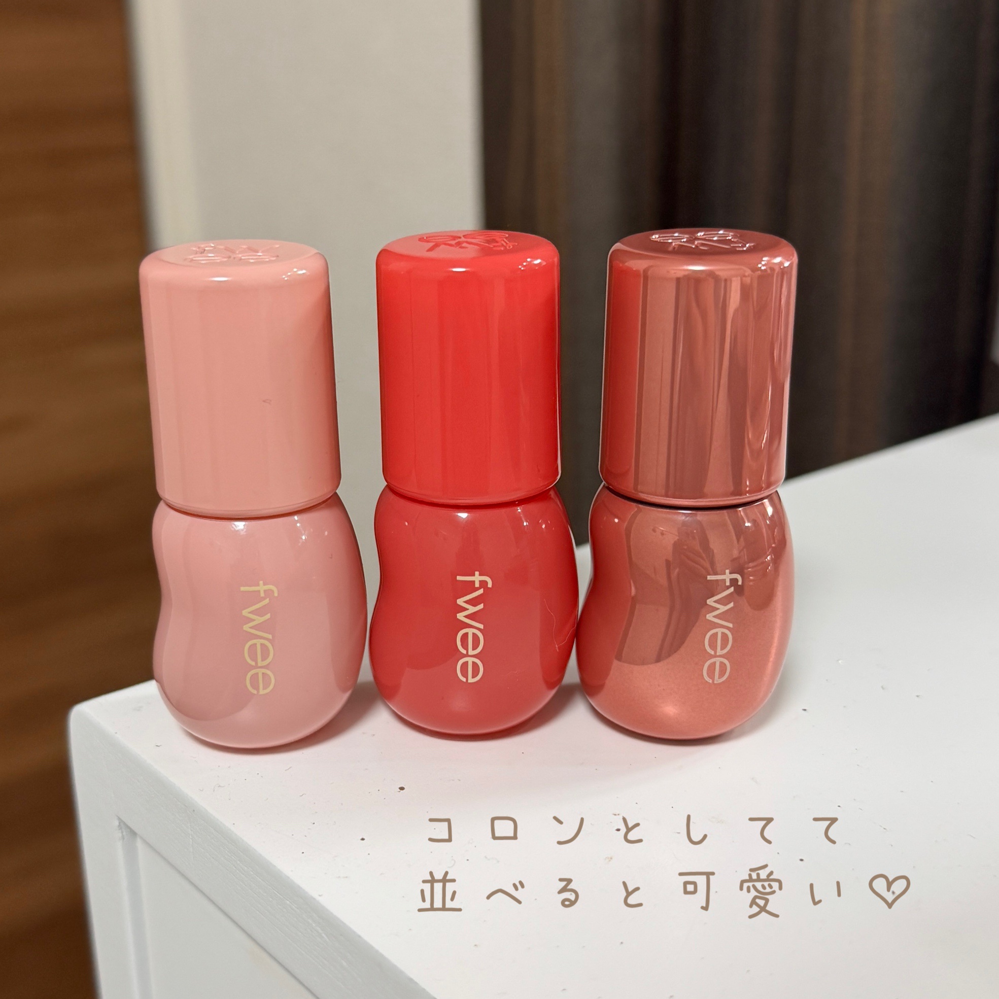 フィー 3Dボリューミンググロス B08 ロージー  70％/fwee/リップグロスを使ったクチコミ（3枚目）