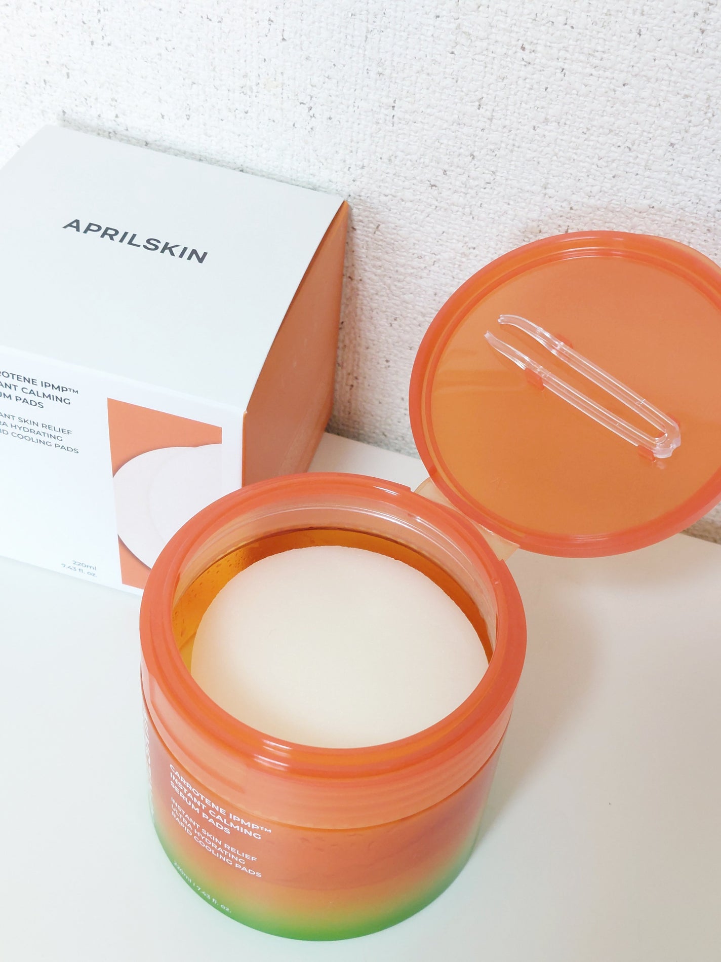 カロテンIPMP(TM) ブレミッシュカーミングセラムパッド/APRILSKIN/トナーパッドを使ったクチコミ(2枚目)
