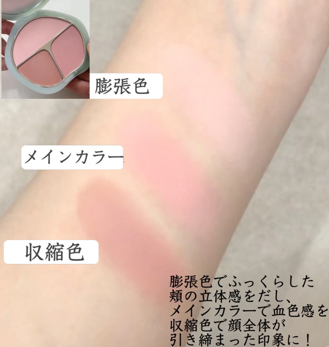 TIMAGE 3色チークパレット/TIMAGE/パウダーチークを使ったクチコミ(3枚目)