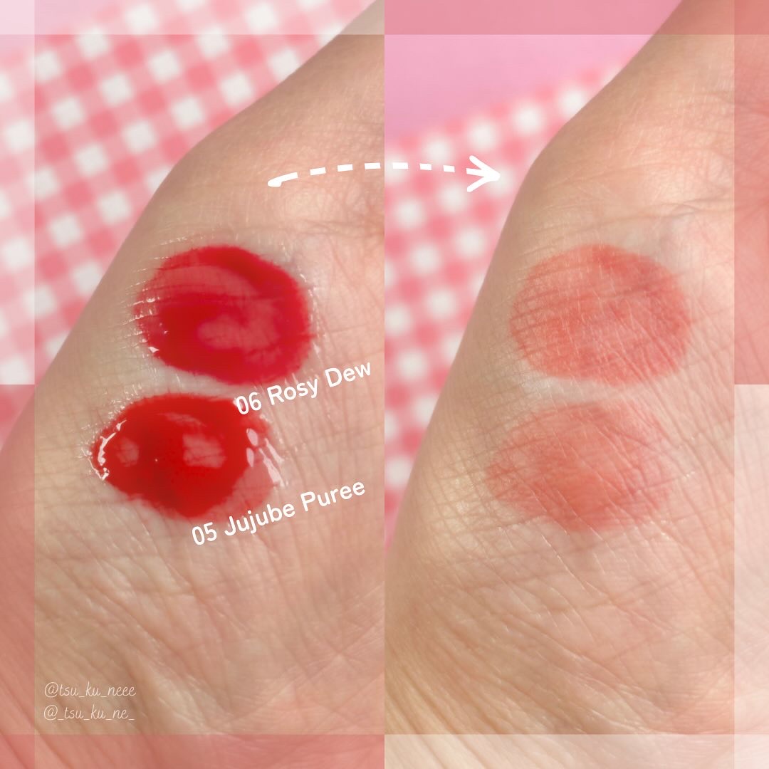 ジューシーデューイグロウティント 05 ジュジュブピューレ/dasique/リップティントを使ったクチコミ（3枚目）