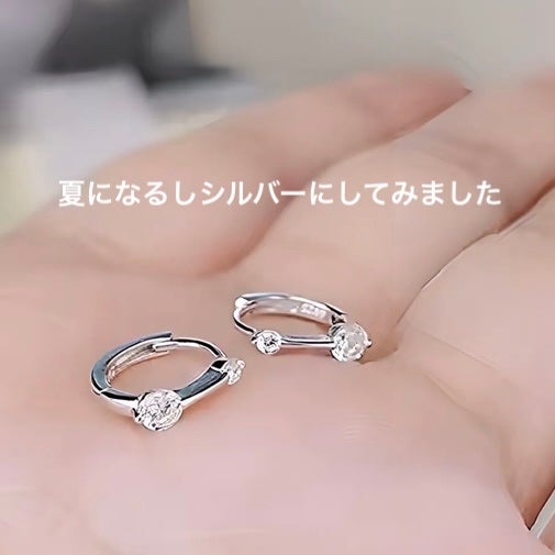 ゆみこさん on LIPS 「18K高品質上品繊細ふた粒CZダイヤシルバー925ミニフープピ..」(6枚目)