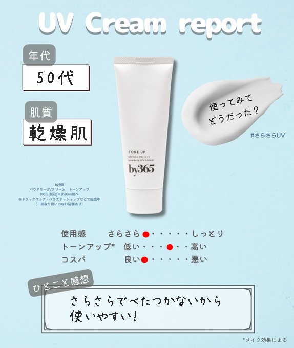 by365 パウダリーUVクリーム トーンアップ/ナリスアップ/日焼け止め・UVケアを使ったクチコミ（1枚目）