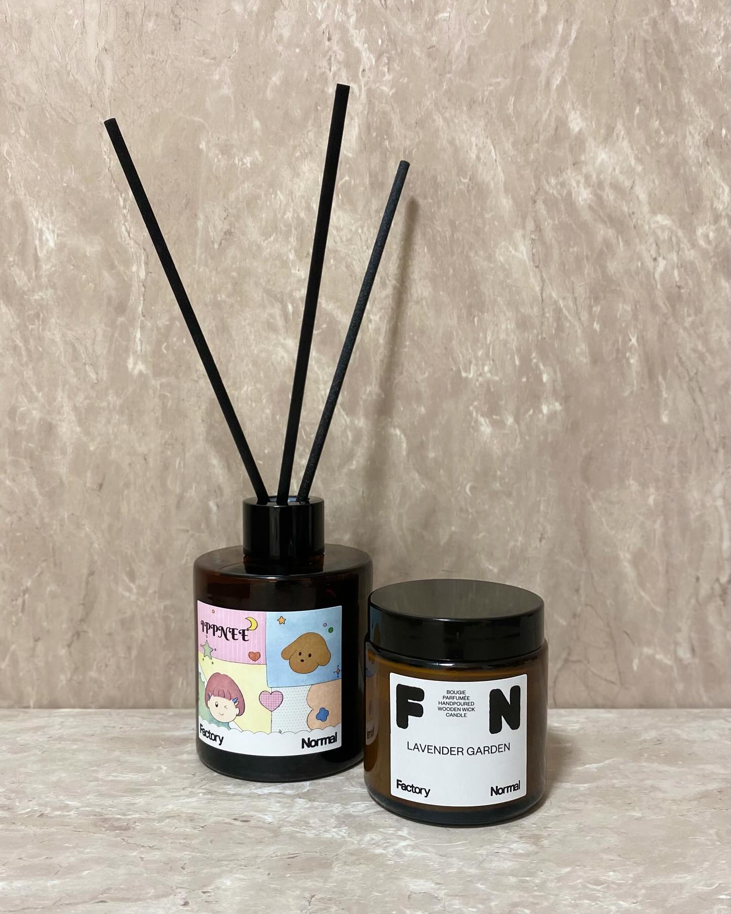 茶色い瓶 ウッド芯 キャンドル - Lavender Garden/Factory Normal/アロマキャンドルを使ったクチコミ（1枚目）