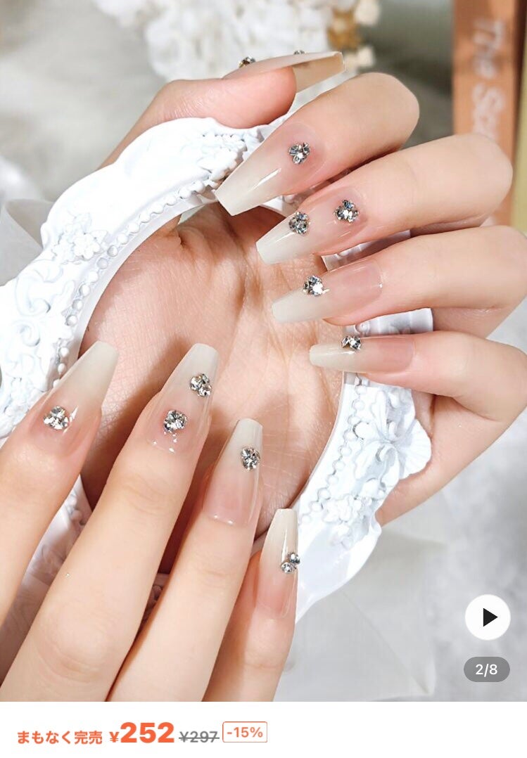 コスメオタ フォロバ on LIPS 「SHEINネイルチップ11937640パーツ取れずに可愛い((..」(1枚目)