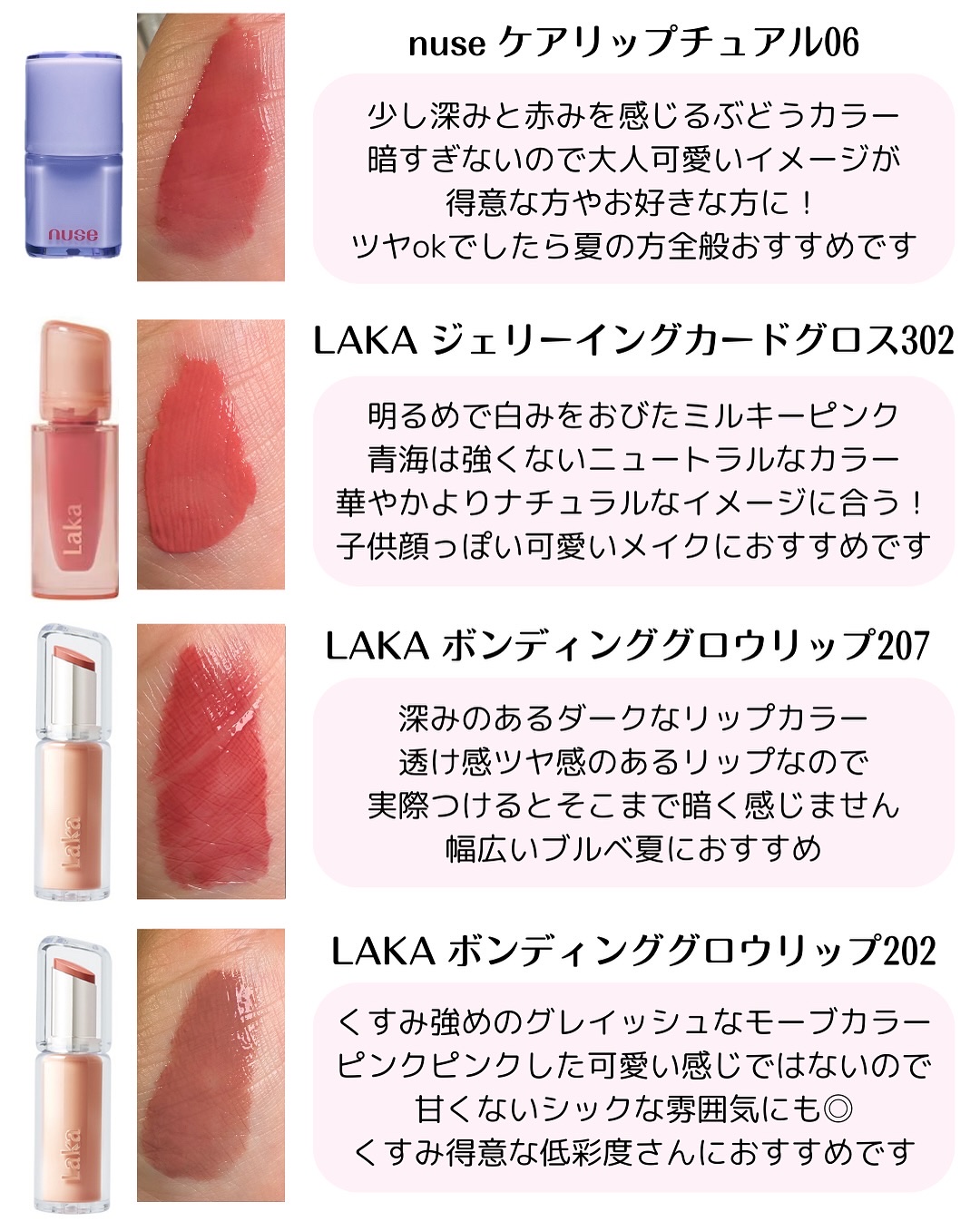 ジェリーイングヌードグロス/Laka/リップグロスを使ったクチコミ（3枚目）