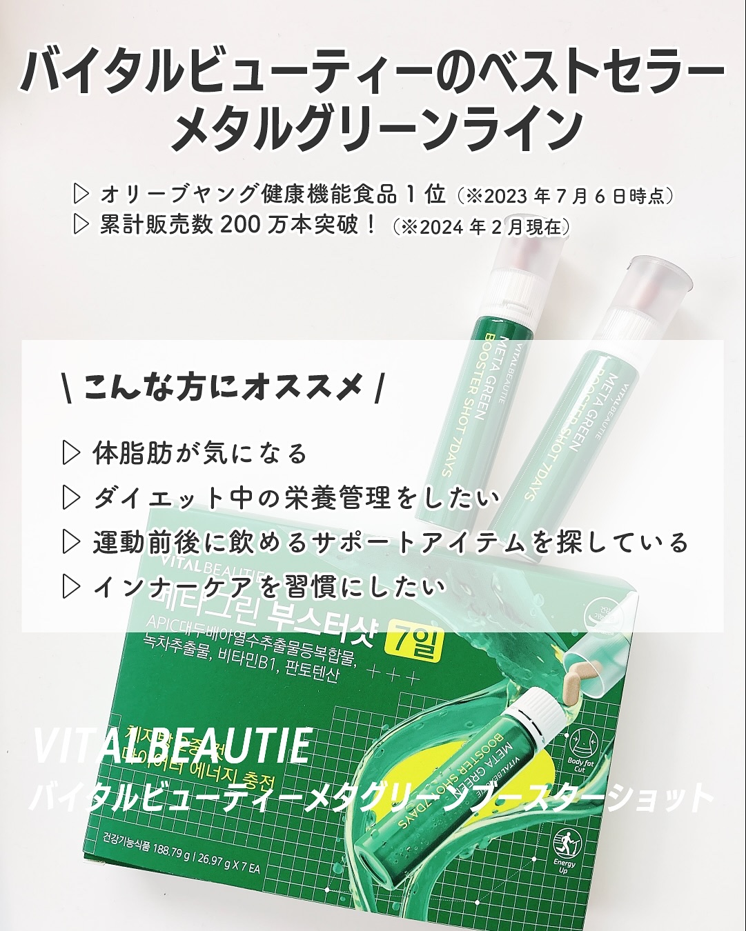 メタグリーンブースターショット/VITALBEAUTIE/健康サプリメントを使ったクチコミ（2枚目）