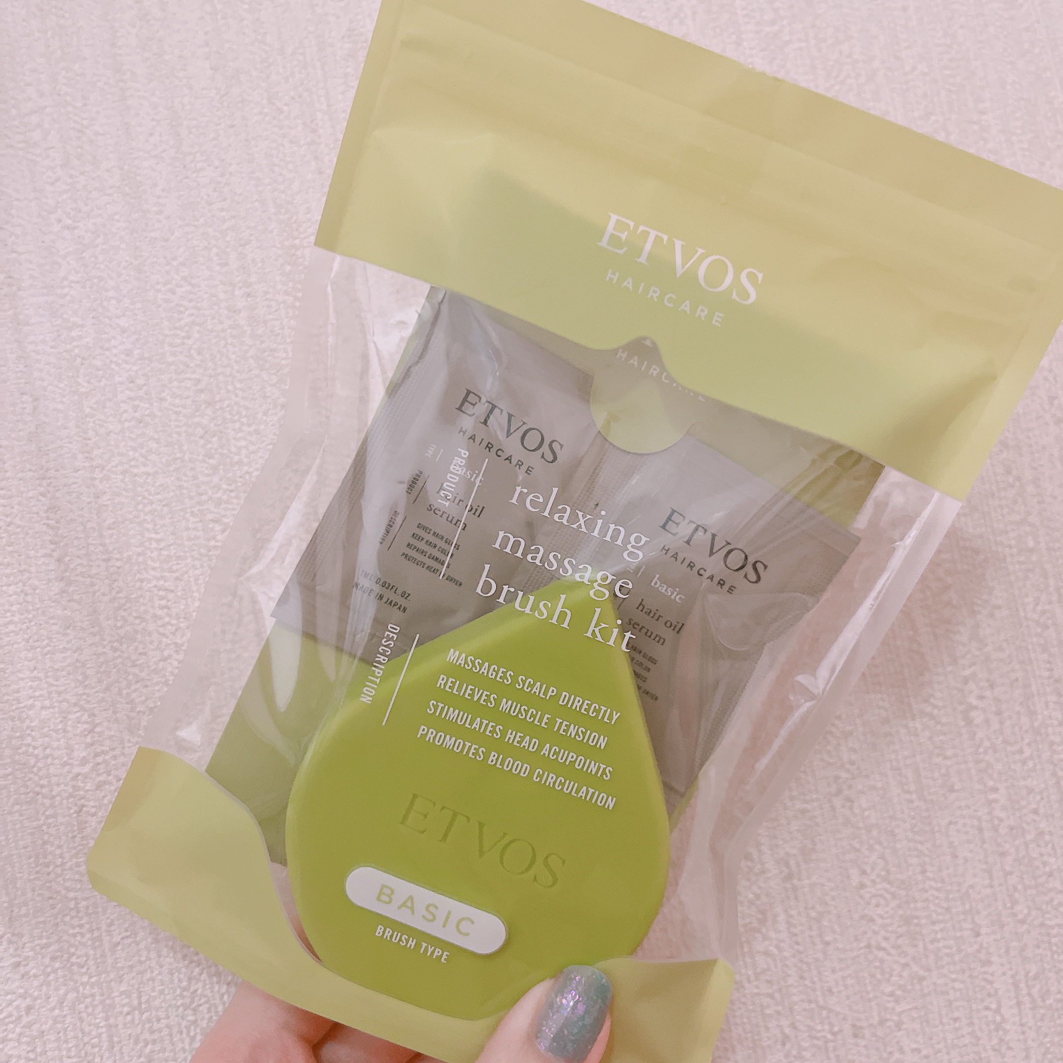 リラクシングマッサージブラシ リラクシングマッサージブラシキット ピスタチオ(限定)/エトヴォス/スカルプブラシを使ったクチコミ（3枚目）
