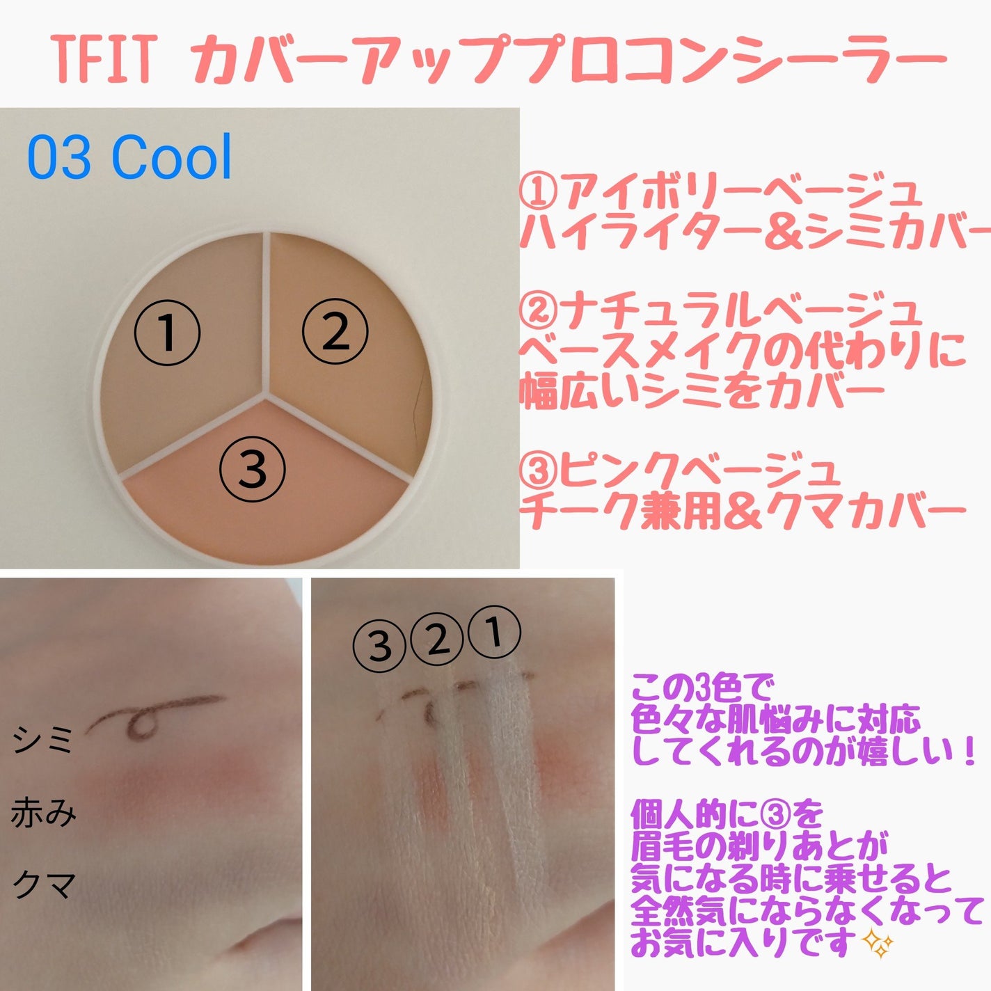 カバーアッププロコンシーラー/TFIT/パレットコンシーラーを使ったクチコミ(3枚目)