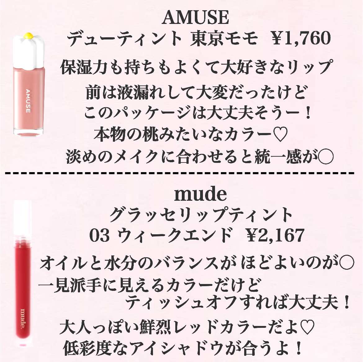 グラッセリップティント 03 ウィークエンド/mude./リップティントを使ったクチコミ（3枚目）