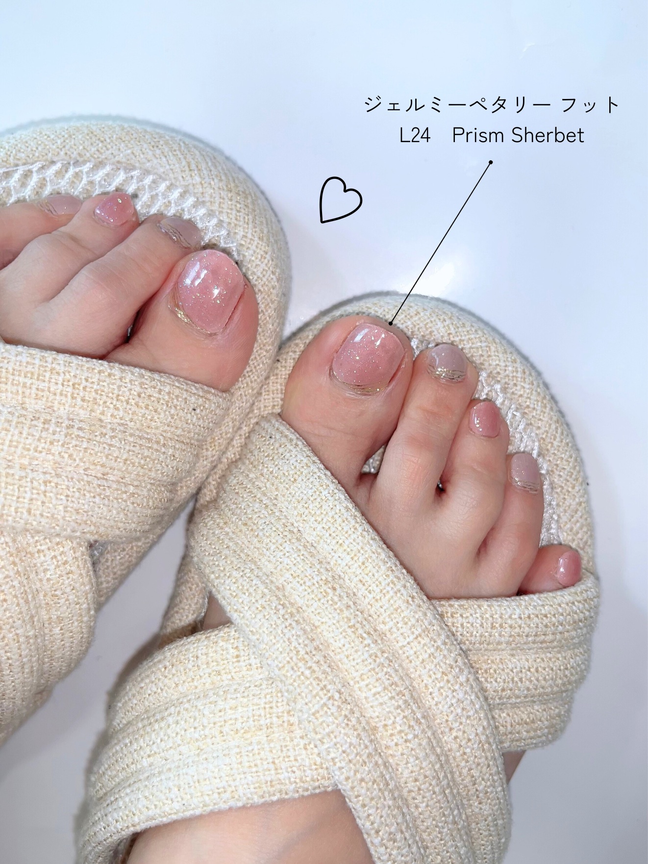 ジェルミーペタリー フット  L24 Prism Sherbet（プリズムシャーベット）/ジェルミーワン/ネイルシールを使ったクチコミ（1枚目）