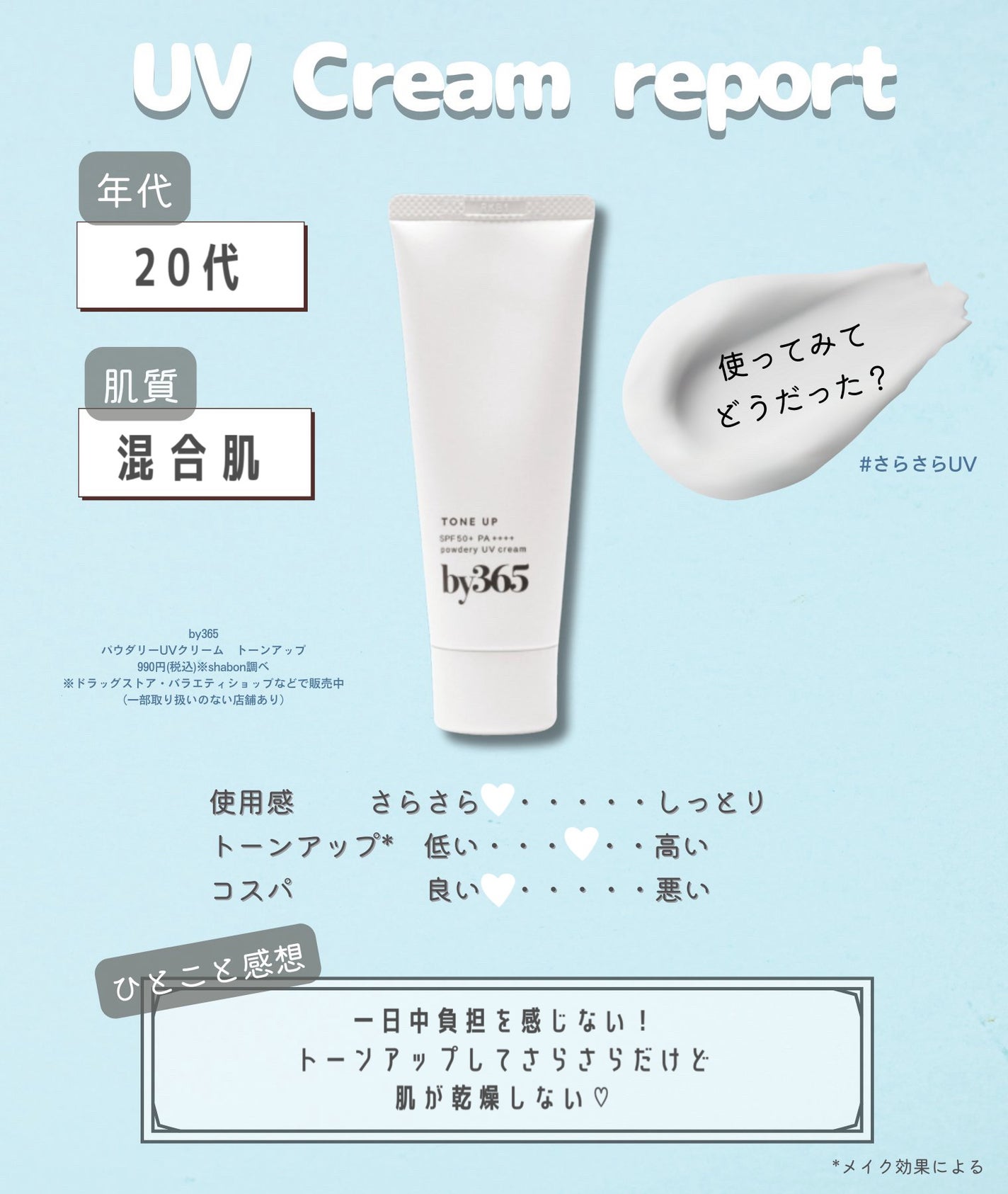 by365 パウダリーUVクリーム トーンアップ/ナリスアップ/日焼け止め・UVケアを使ったクチコミ(3枚目)