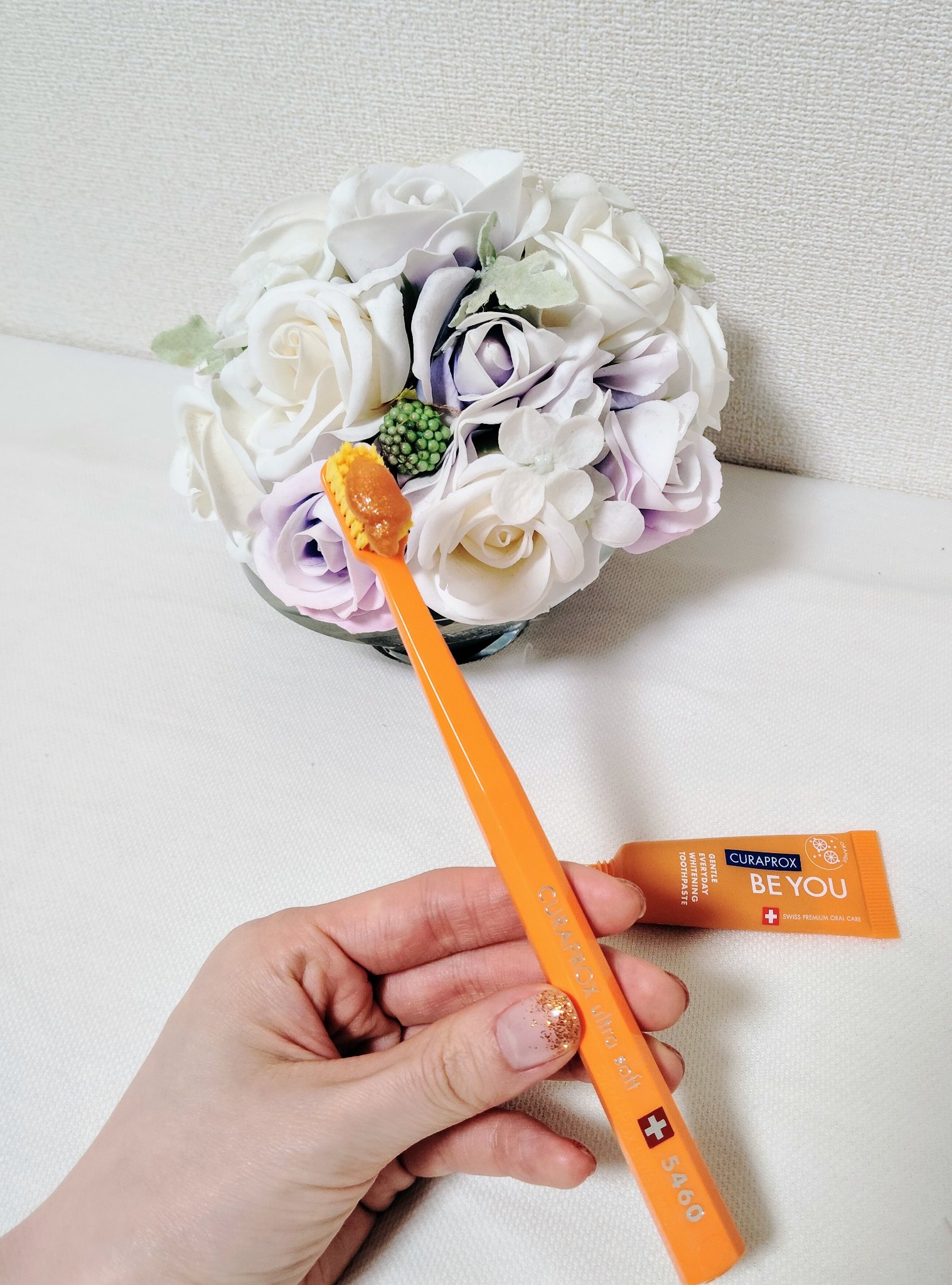 クラプロックスビーユー 歯ブラシ＋歯みがきパック　ピーチ＋アプリコット/CURAPROX/歯磨き粉を使ったクチコミ（3枚目）