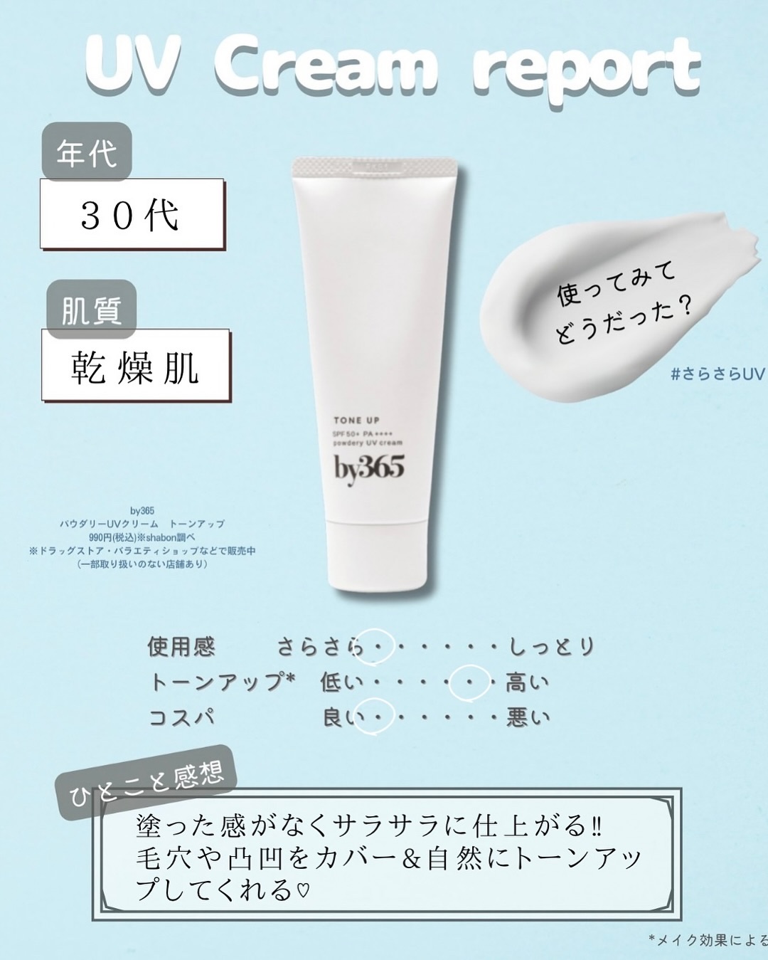 by365 パウダリーUVクリーム トーンアップ/ナリスアップ/日焼け止め・UVケアを使ったクチコミ（3枚目）