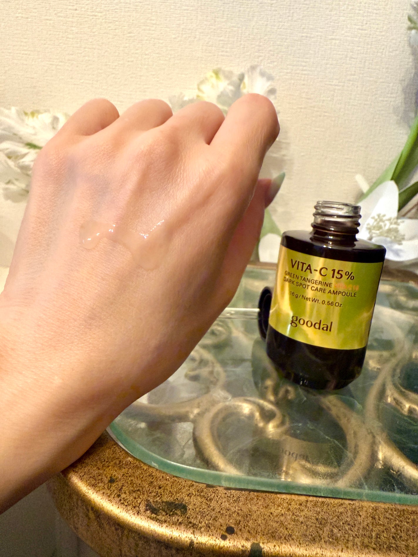 グリーンタンジェリンビタC27ダークスポットケアアンプル/goodal/美容液を使ったクチコミ(4枚目)
