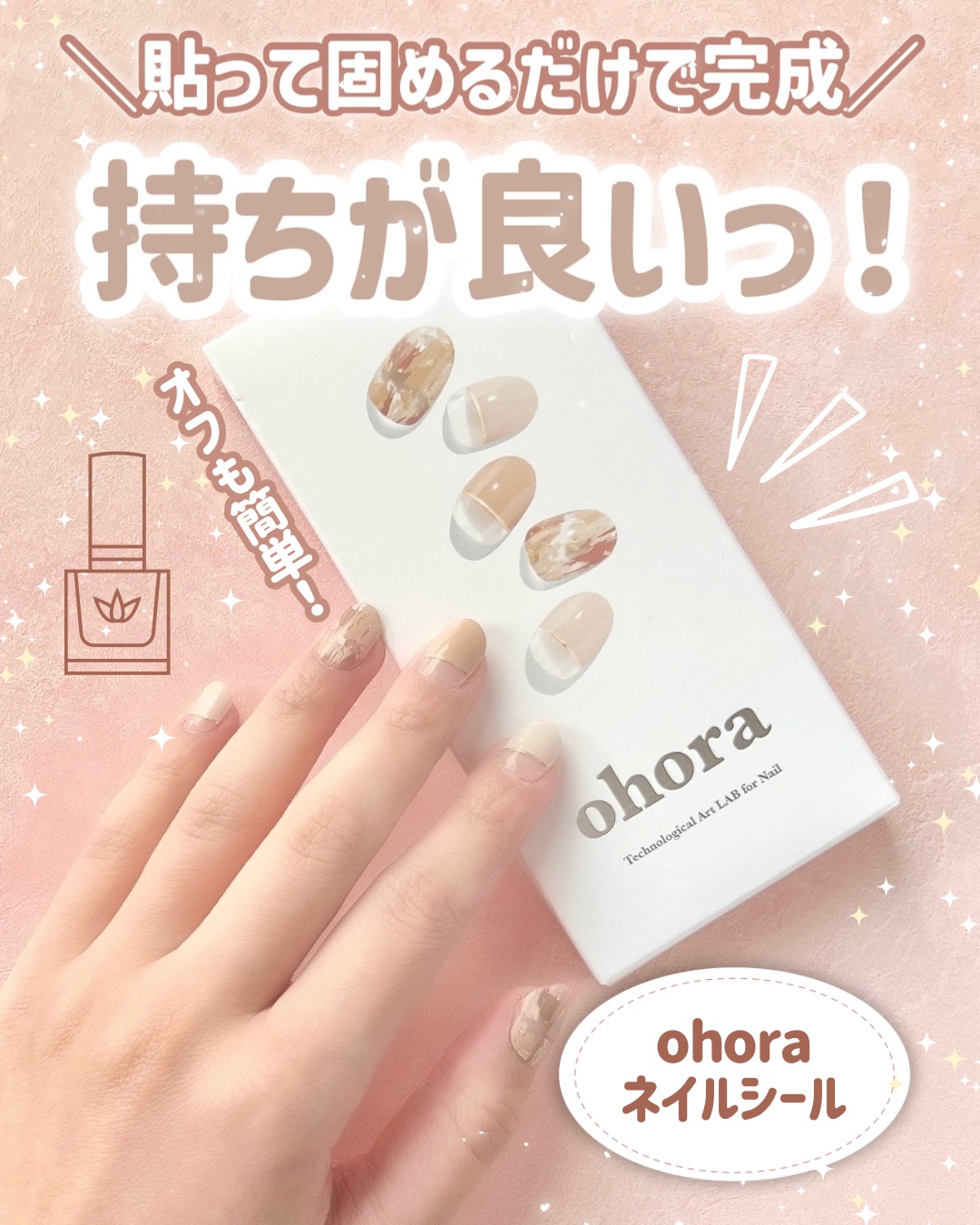 セミキュアジェルネイル（ハンド）/ohora/ネイルシールを使ったクチコミ（1枚目）