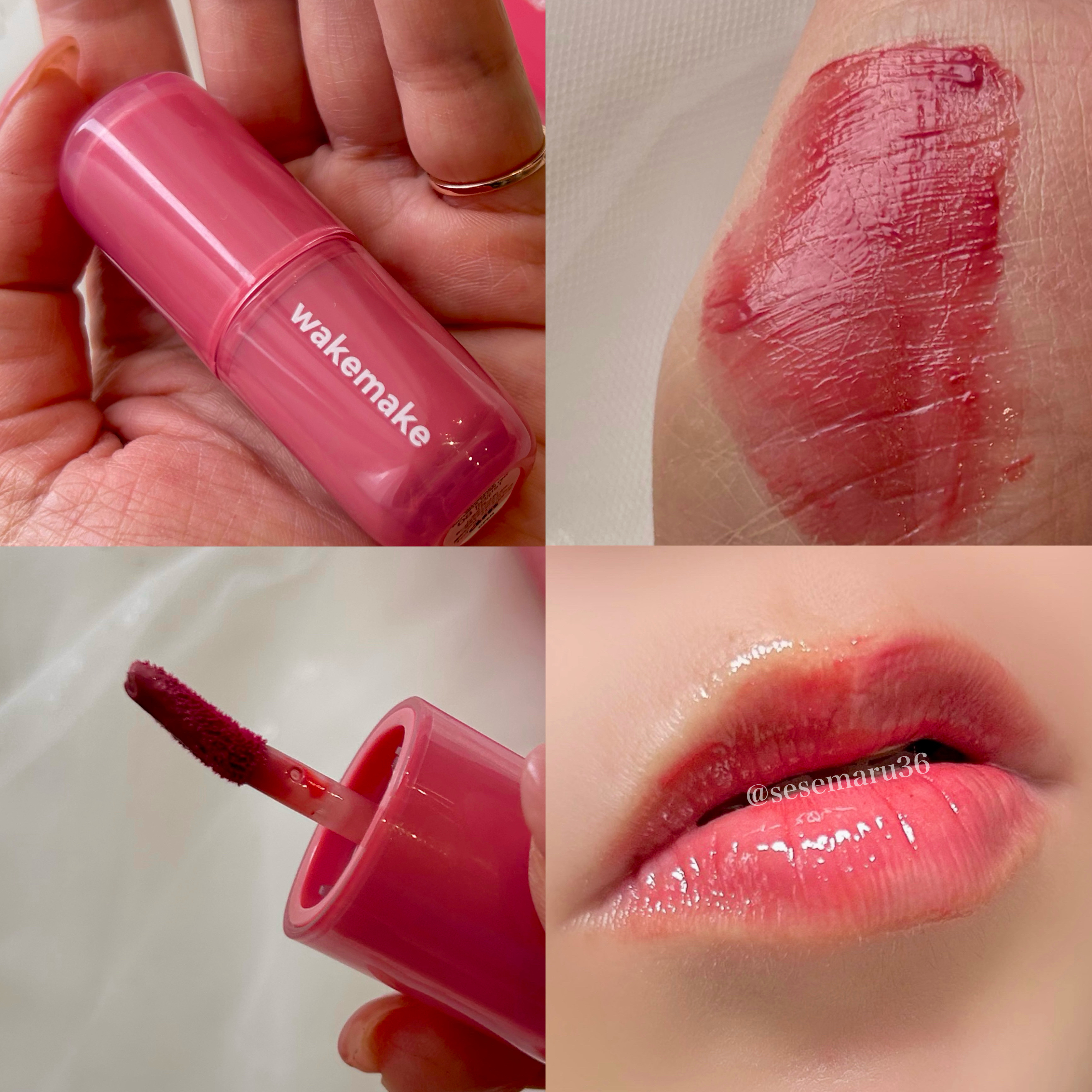 ウォータフルグロウティント/wakemake/リップティントを使ったクチコミ（2枚目）