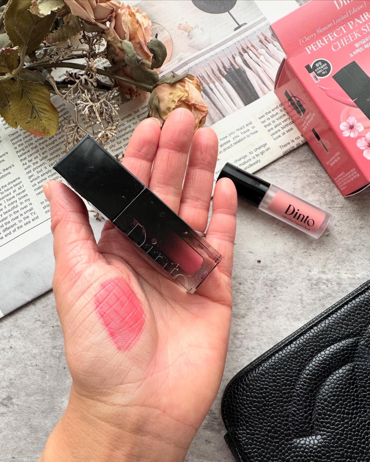 【限定パケ 桜エディション】 ブラーグローイリップティント＆ペアチーク パーフェクトセット/Dinto/リキッドチークを使ったクチコミ（3枚目）