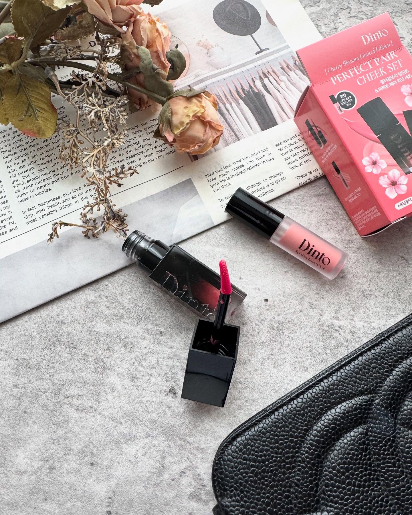 【限定パケ 桜エディション】 ブラーグローイリップティント＆ペアチーク パーフェクトセット/Dinto/リキッドチークを使ったクチコミ（2枚目）