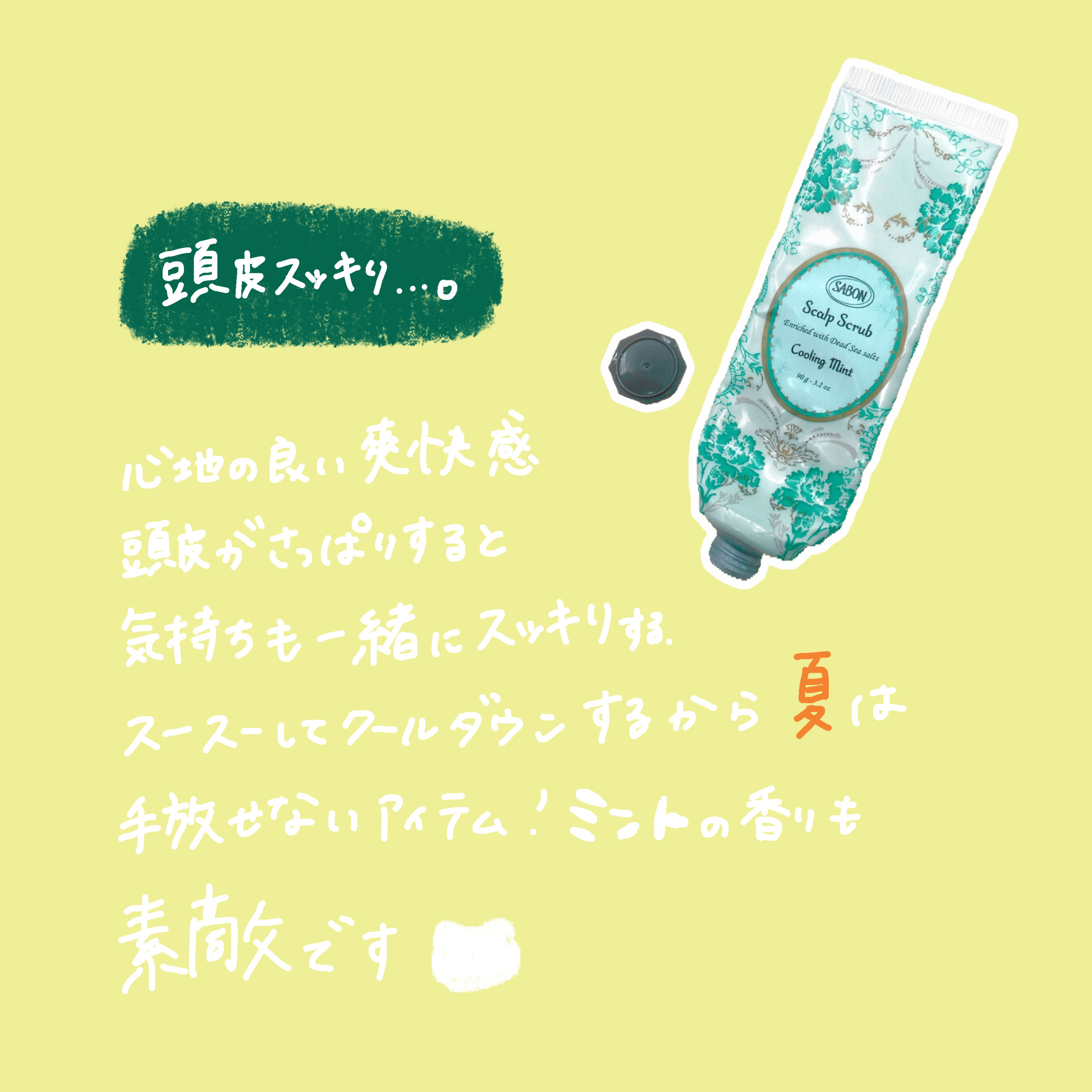 ヘッドスクラブ リフレッシング(ミント)/SABON/ヘッドスクラブを使ったクチコミ（2枚目）