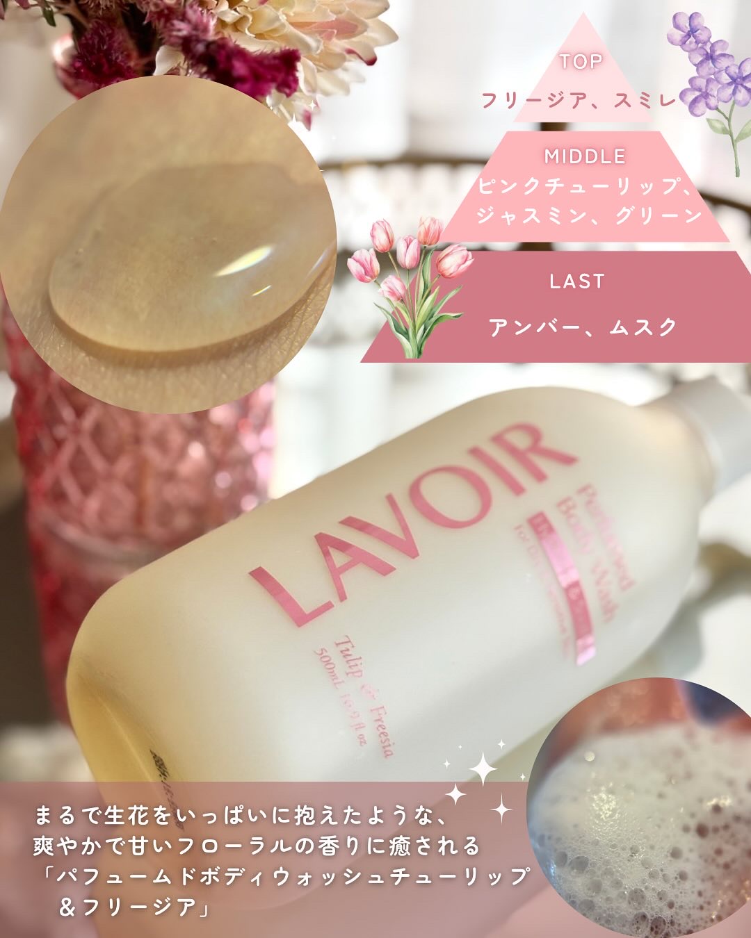 パフューム ボディウォッシュ チューリップ&フリージア/LAVOIR/ボディソープを使ったクチコミ（3枚目）