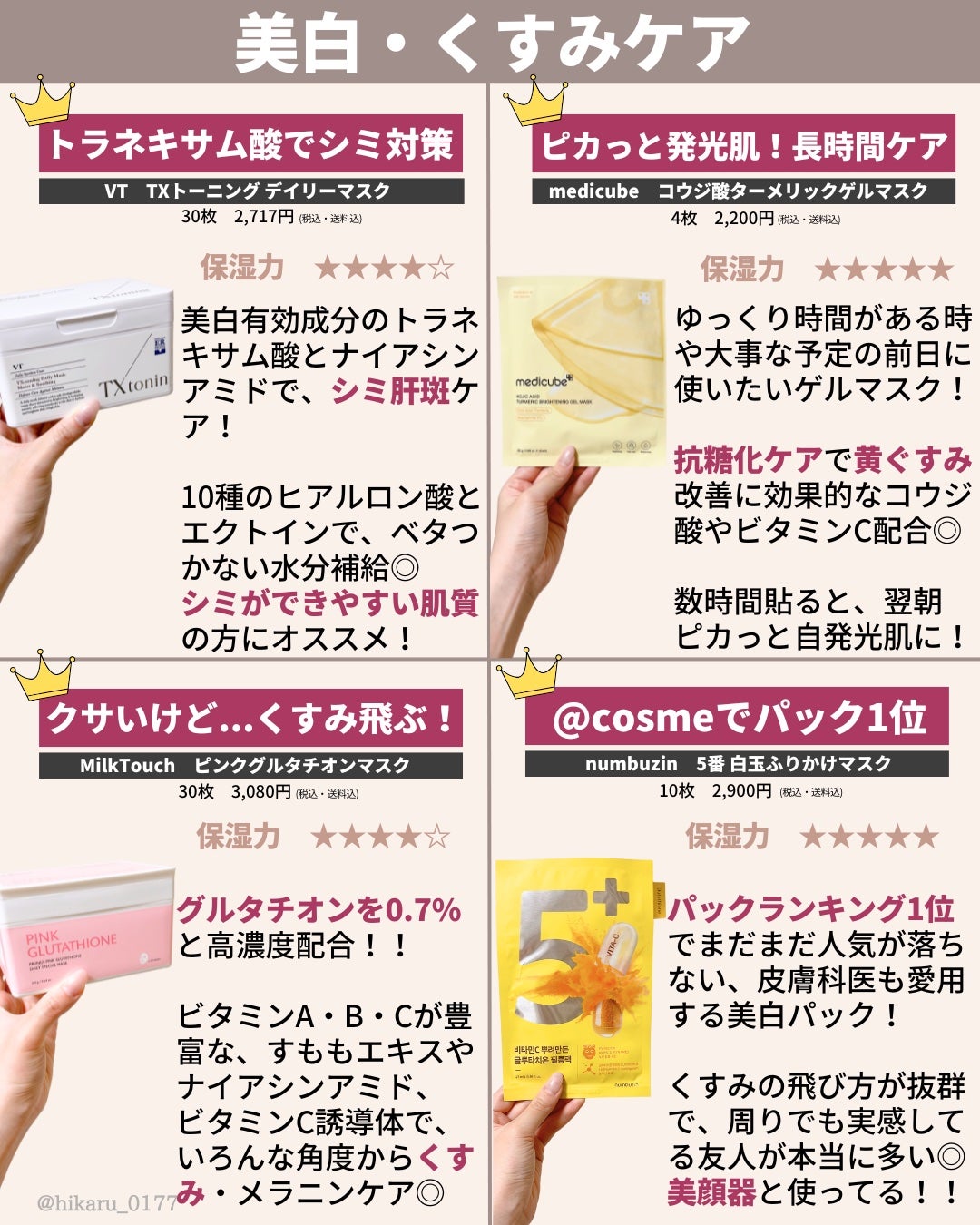 ひかる|肌悩み・成分・効果重視のスキンケア🌷 on LIPS 「シートマスク機能別まとめ🤍/韓国といえばシートマスク✨美肌に導..」(2枚目)