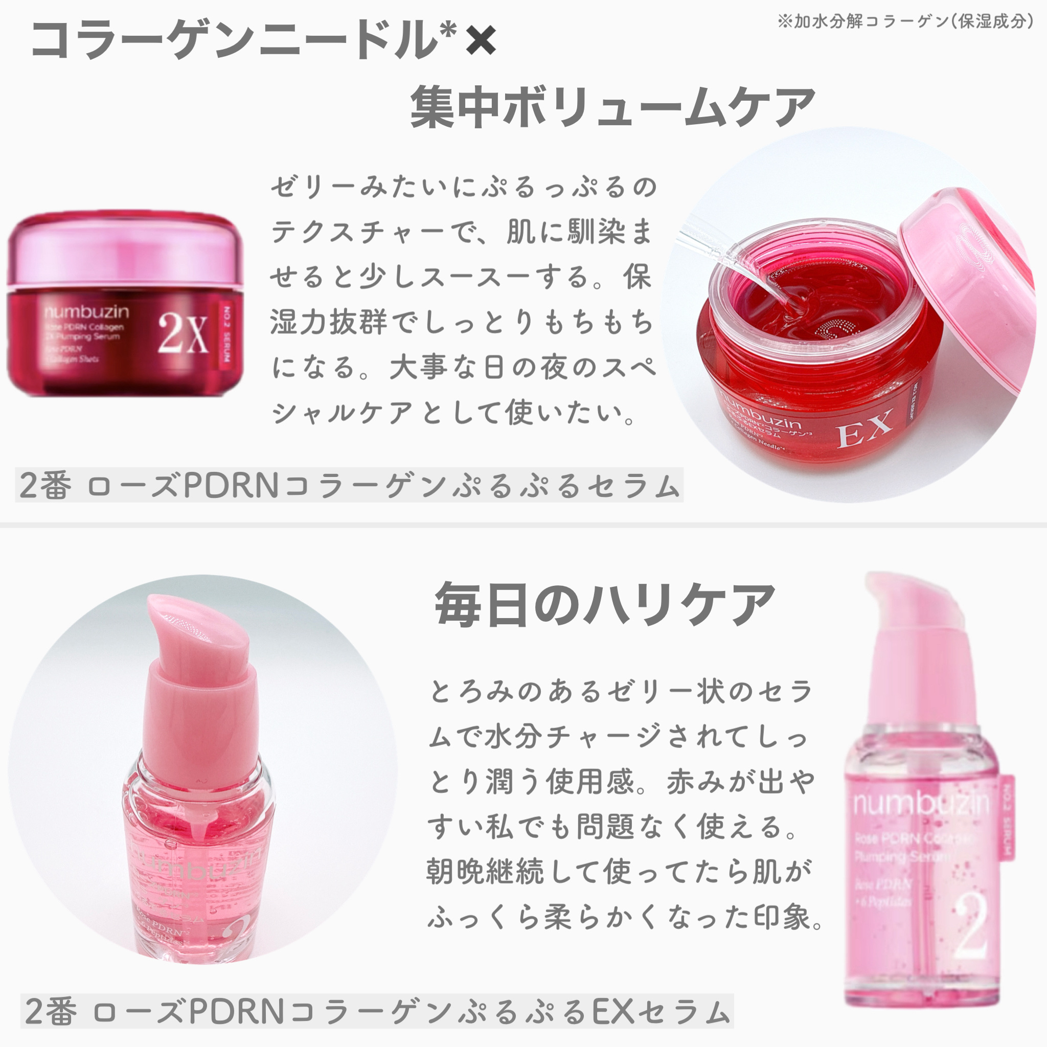 2番 ローズPDRNコラーゲンぷるぷるセラム/numbuzin/美容液を使ったクチコミ（2枚目）