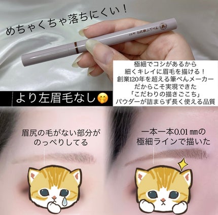 くれ竹 お化粧ふでぺん 眉毛用 毛筆極細/くれ竹 /リキッドアイブロウを使ったクチコミ(3枚目)