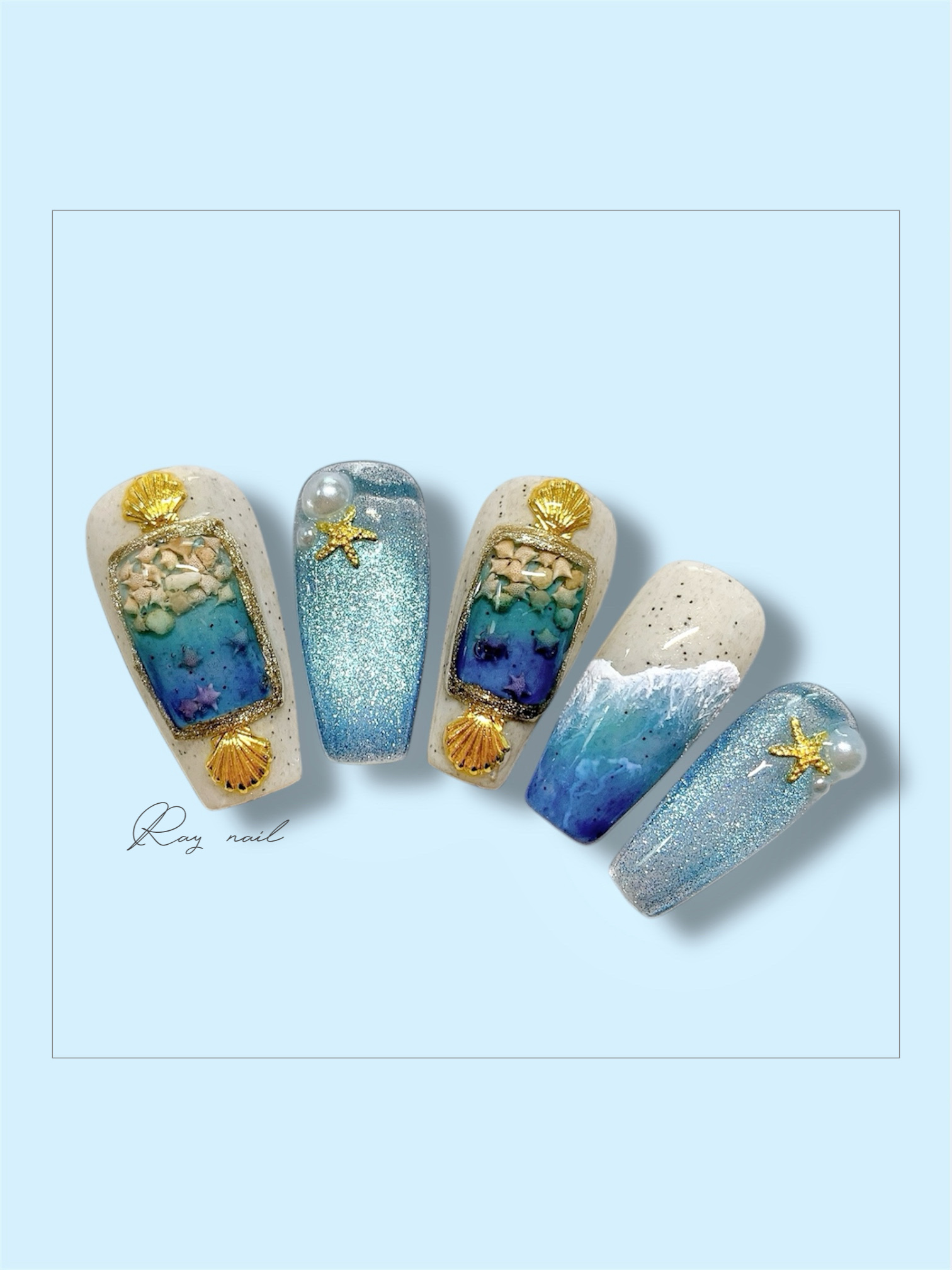 #セルフネイル,#海ネイル,#夏ネイルのネイルデザイン