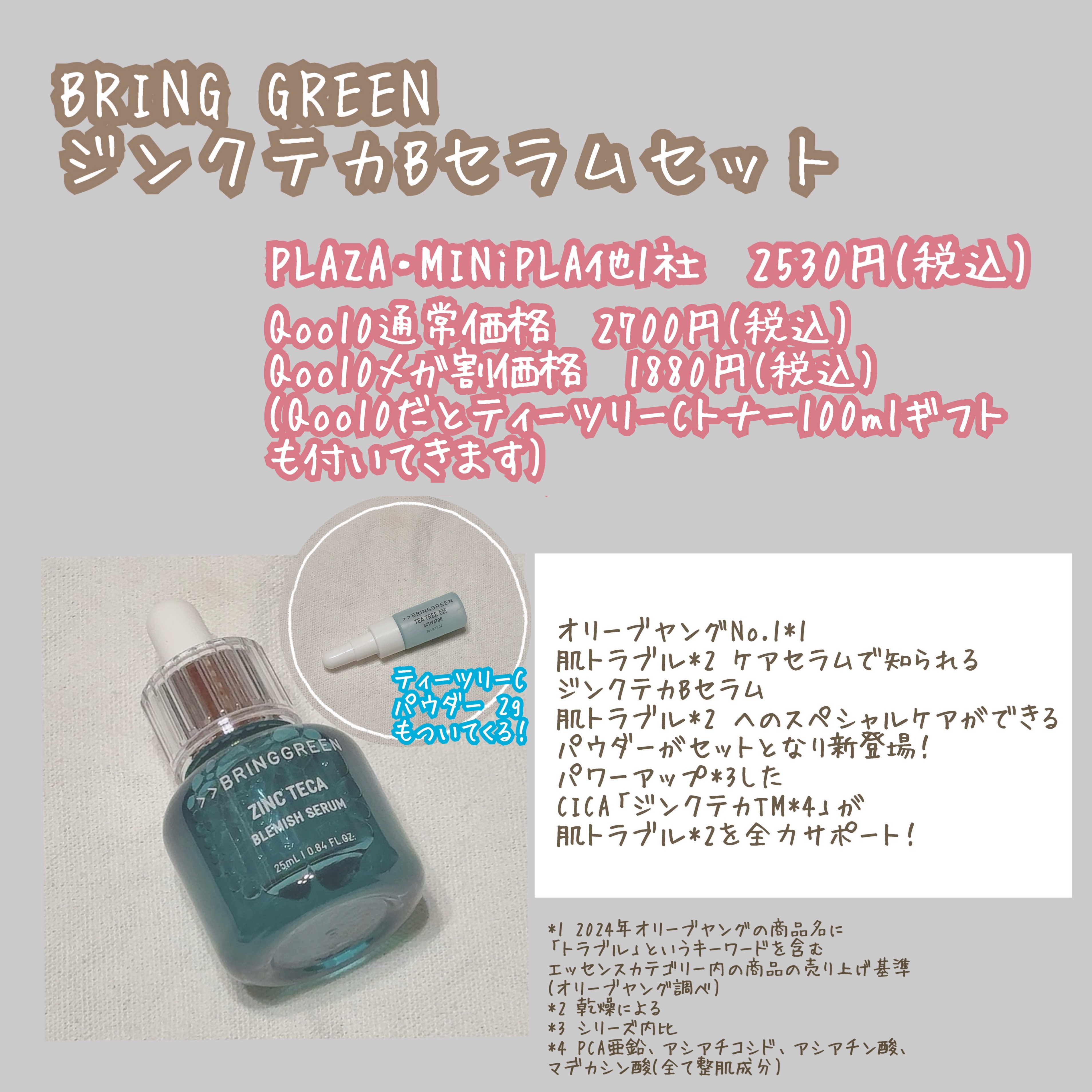 ジンクテカBセラムセット/BRING GREEN/スキンケアキットを使ったクチコミ（2枚目）