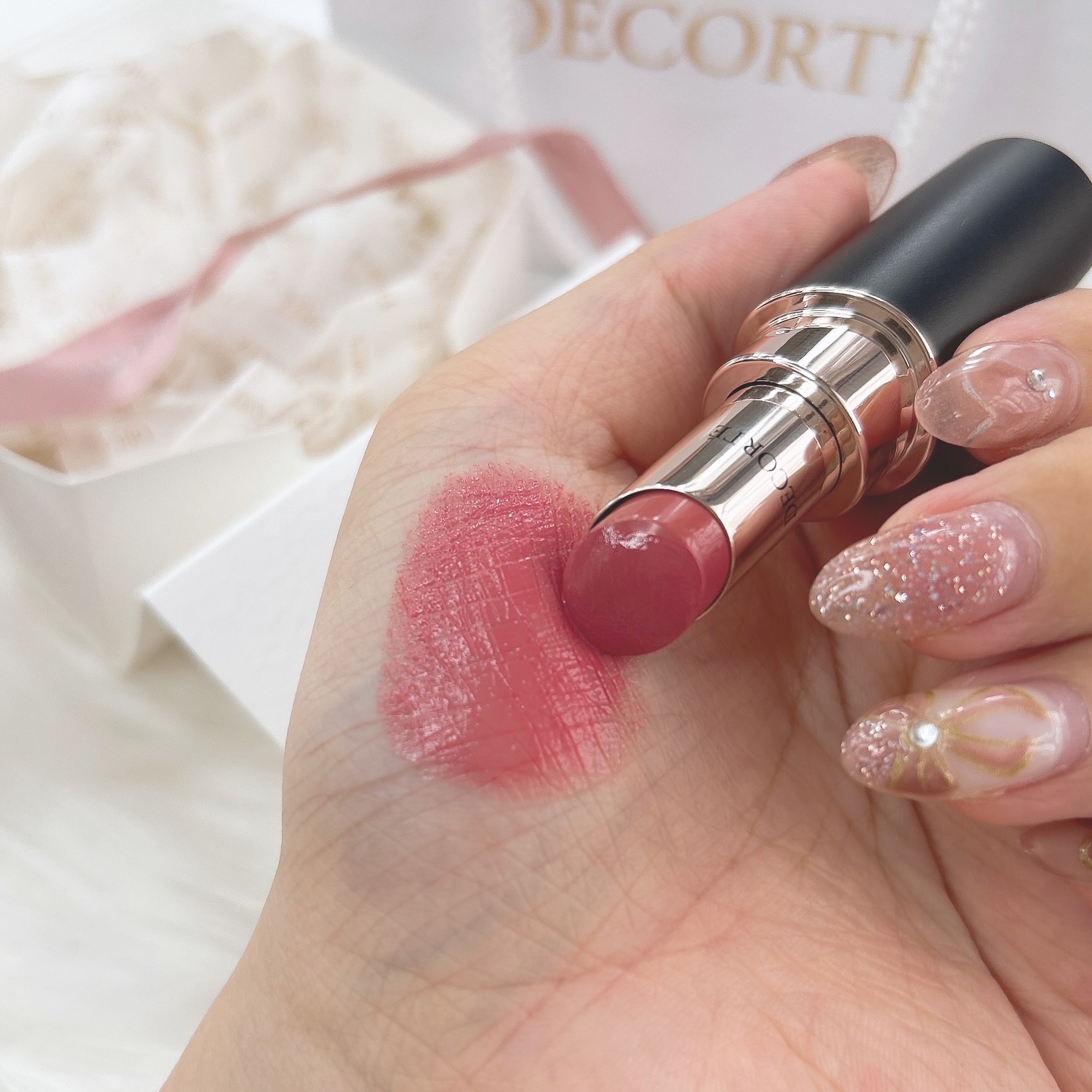 ルージュデコルテ　クリームグロウ 14G skin rose/DECORTÉ/口紅を使ったクチコミ（3枚目）