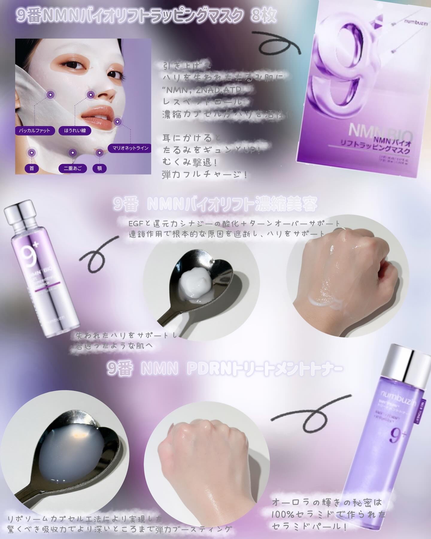 9番 NMNコラーゲンオールナイトオーロラアイパッチ/numbuzin/アイケア・アイクリームを使ったクチコミ（2枚目）