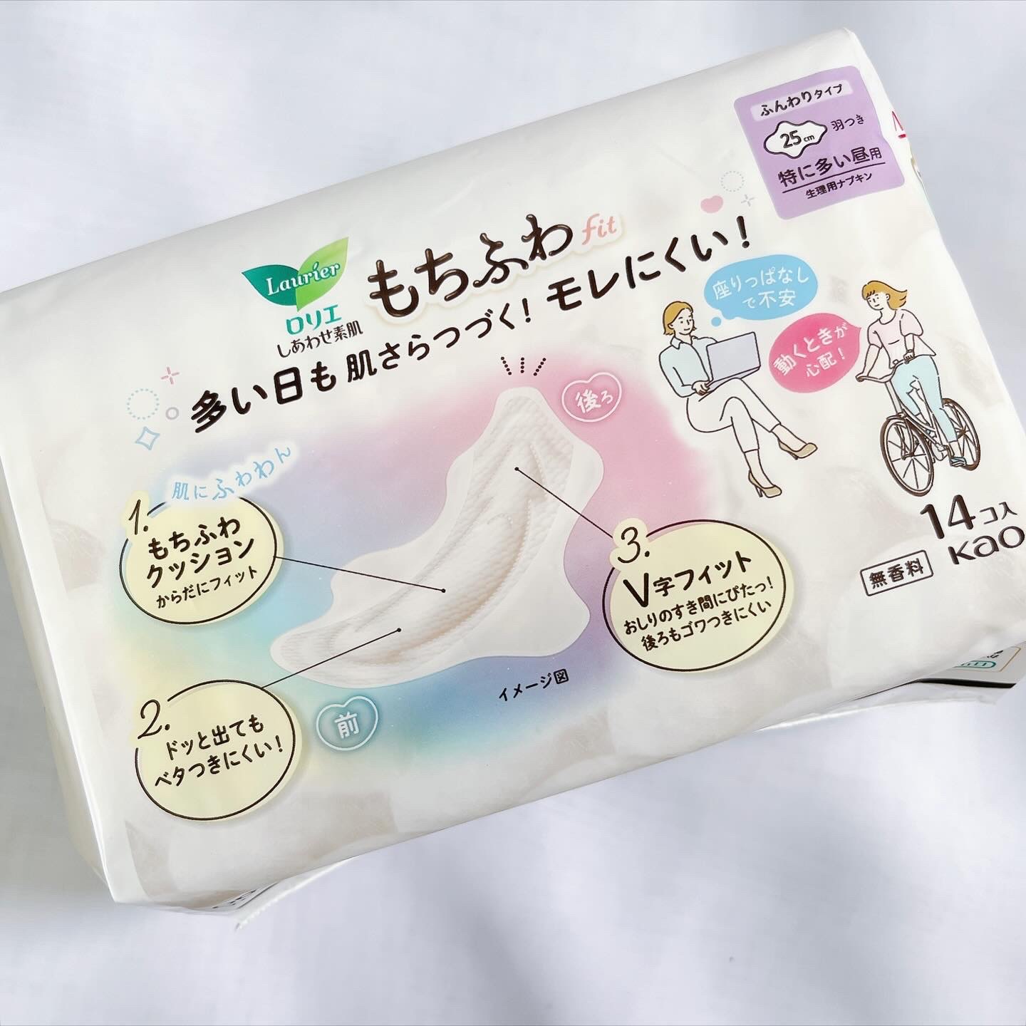 ロリエ もちふわ fit 25cm 羽つき 14コ入 (医薬部外品 )/ロリエ/ナプキンを使ったクチコミ（2枚目）