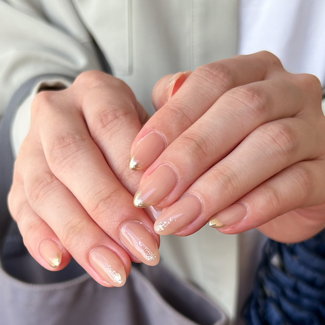 #オフィスネイル,#シンプルネイル,#ミラーネイル,#フレンチネイルのネイルデザイン