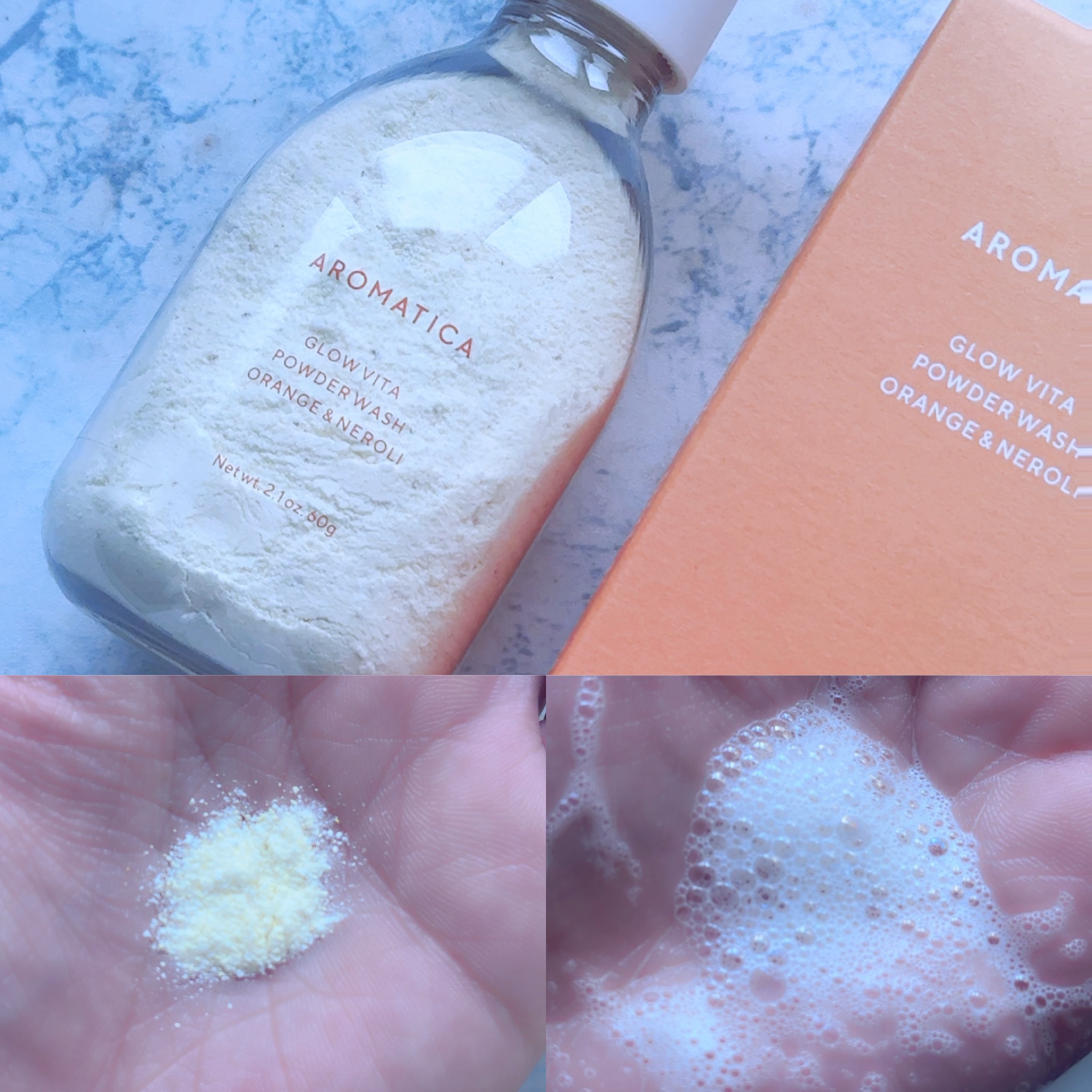 グロービタパウダーウォッシュオレンジ＆ネロリ/AROMATICA/洗顔パウダーを使ったクチコミ（2枚目）