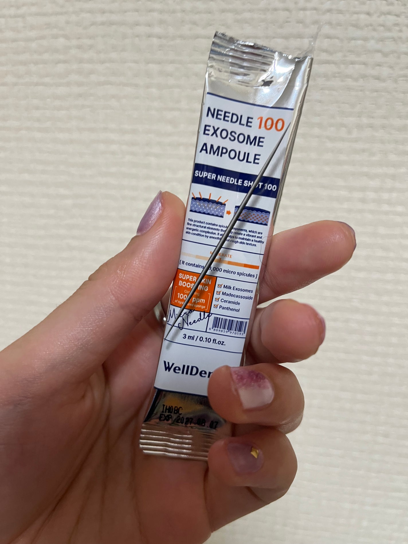 ウェルダーマニードル100 エクソソームアンプル 3g/WellDerma/美容液を使ったクチコミ(1枚目)