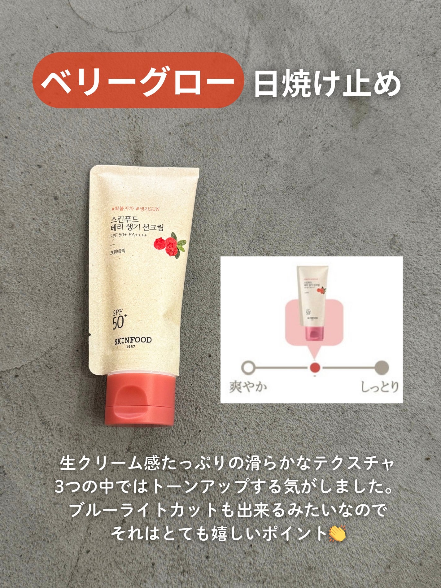 ベリー モイスチャライジング サンクリーム/SKINFOOD/日焼け止めクリームを使ったクチコミ(3枚目)