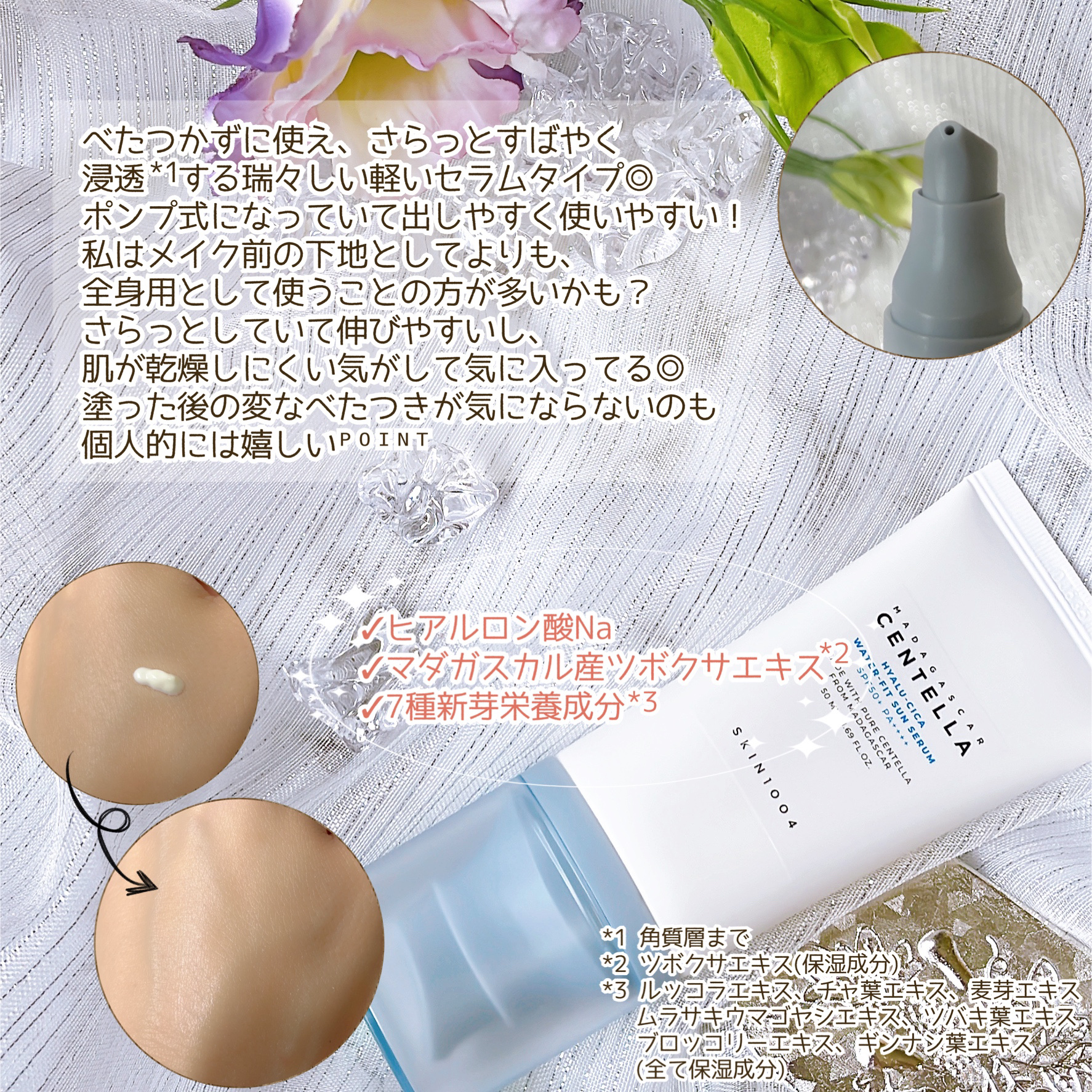 ヒアルーシカ ウォーターフィット サンセラム/SKIN1004/日焼け止めローションを使ったクチコミ（3枚目）