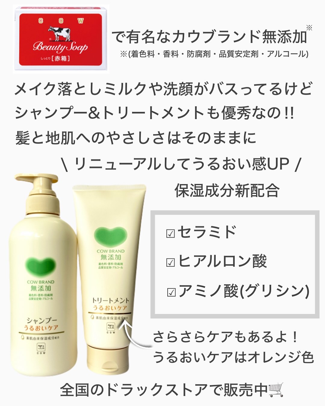 シャンプー／トリートメント ＜うるおいケア＞/カウブランド無添加/市販シャンプーを使ったクチコミ（2枚目）