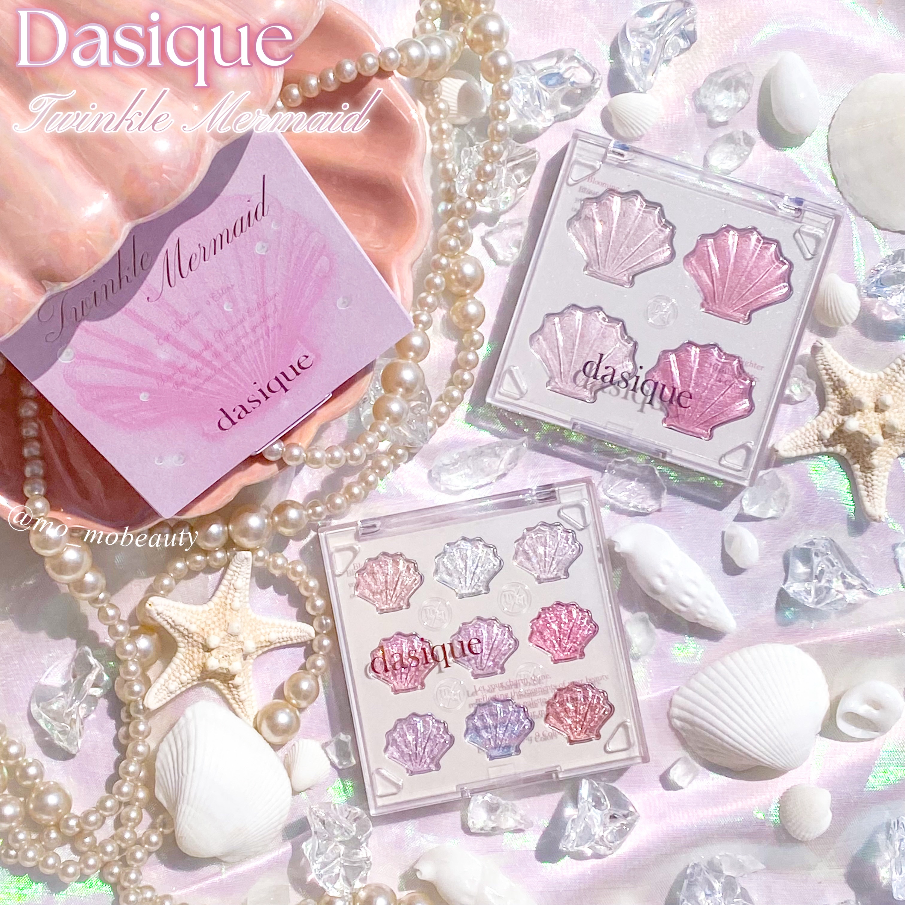 ビジュアルが神がかった可愛さの
デイジークの新作トゥインクルマーメイドコレクション🐚🫧🤍🧜‍♀️✨

夏にぴったりの華やかな
全色グリッターパレットと
貝殻や海の水面の輝きを思わせる
ぷにっとハイライターは
透け感があり重ねても楽し
