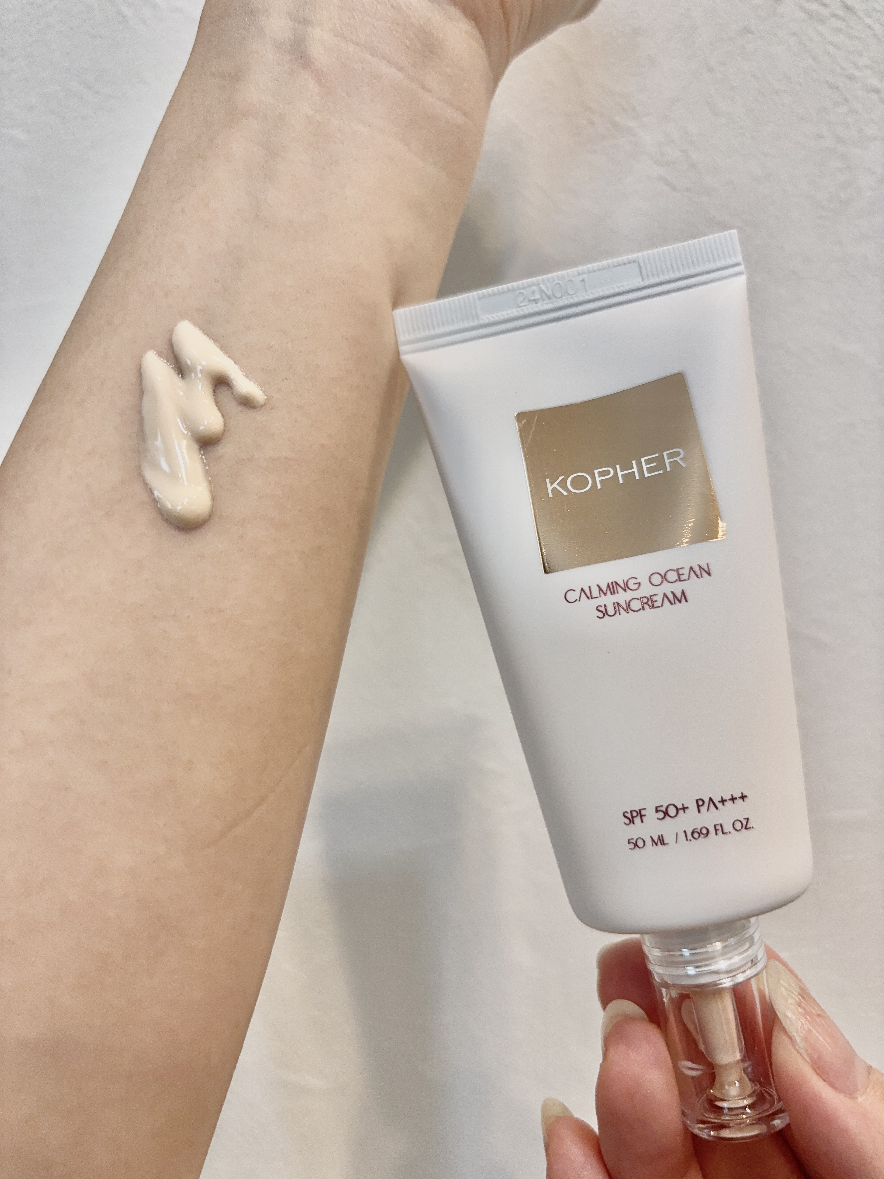 KOPHER CALMING OCEAN SUNCREAMのクチコミ「🇰🇷コスメ、推しUVケア☀️💛

🌊 Kopher ｜カーミングオーシャンサンクリーム SPF.....」（3枚目）