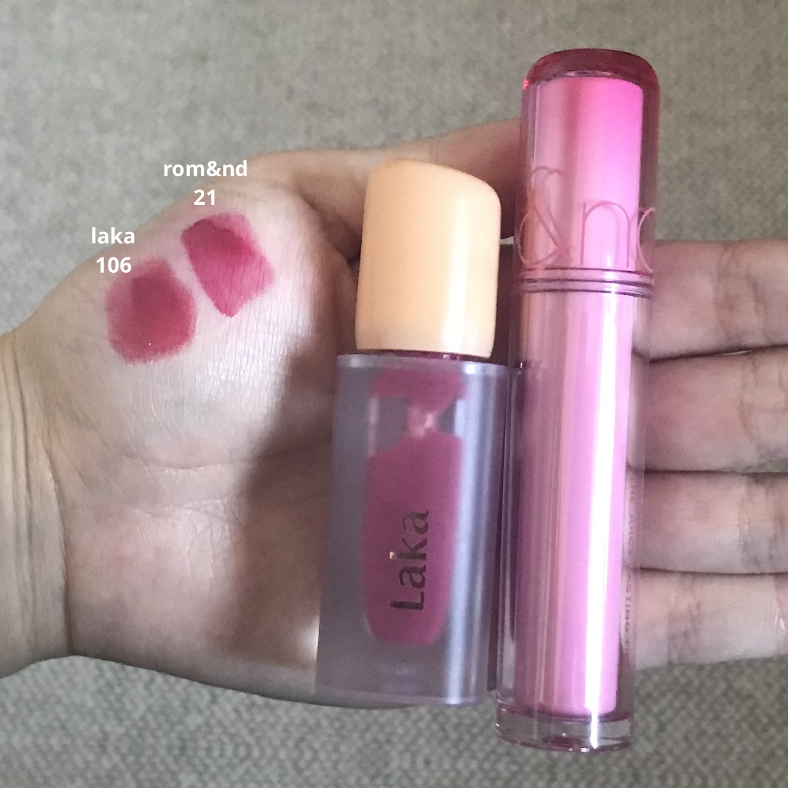 ジューシーラスティングティント/rom&nd/リップティントを使ったクチコミ（2枚目）