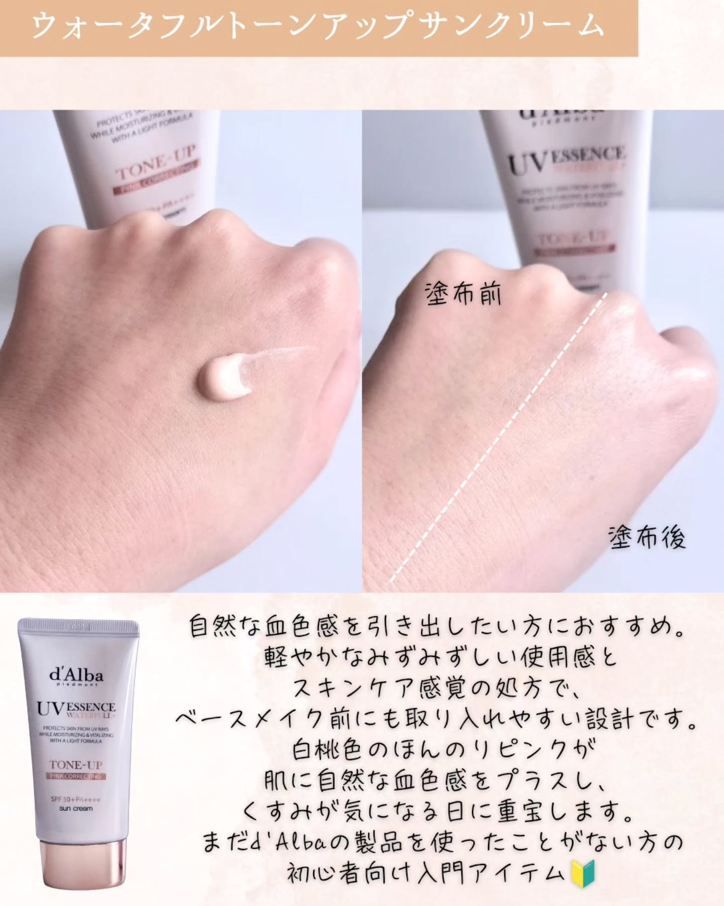 ウォータフルトーンアップサンクリーム/ダルバ/日焼け止めクリームを使ったクチコミ（2枚目）