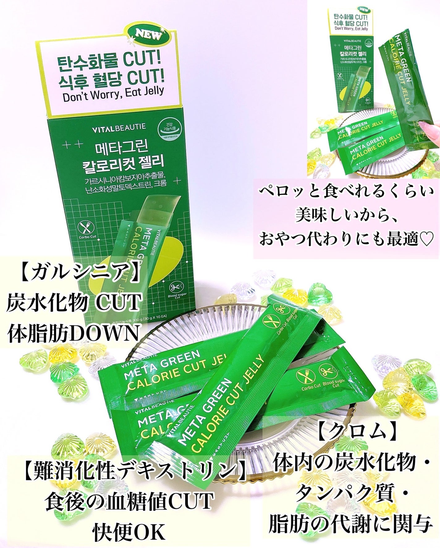 メタグリーン カロリーカットゼリー/VITALBEAUTIE/ボディサプリメントを使ったクチコミ(3枚目)