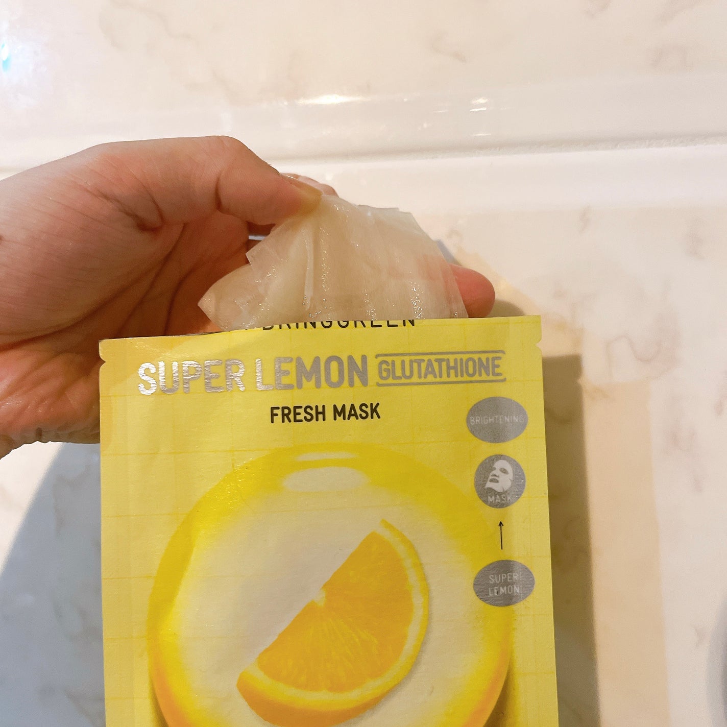 スーパーレモングルタチオンフレッシュマスク/BRING GREEN/シートマスク・パックを使ったクチコミ(2枚目)