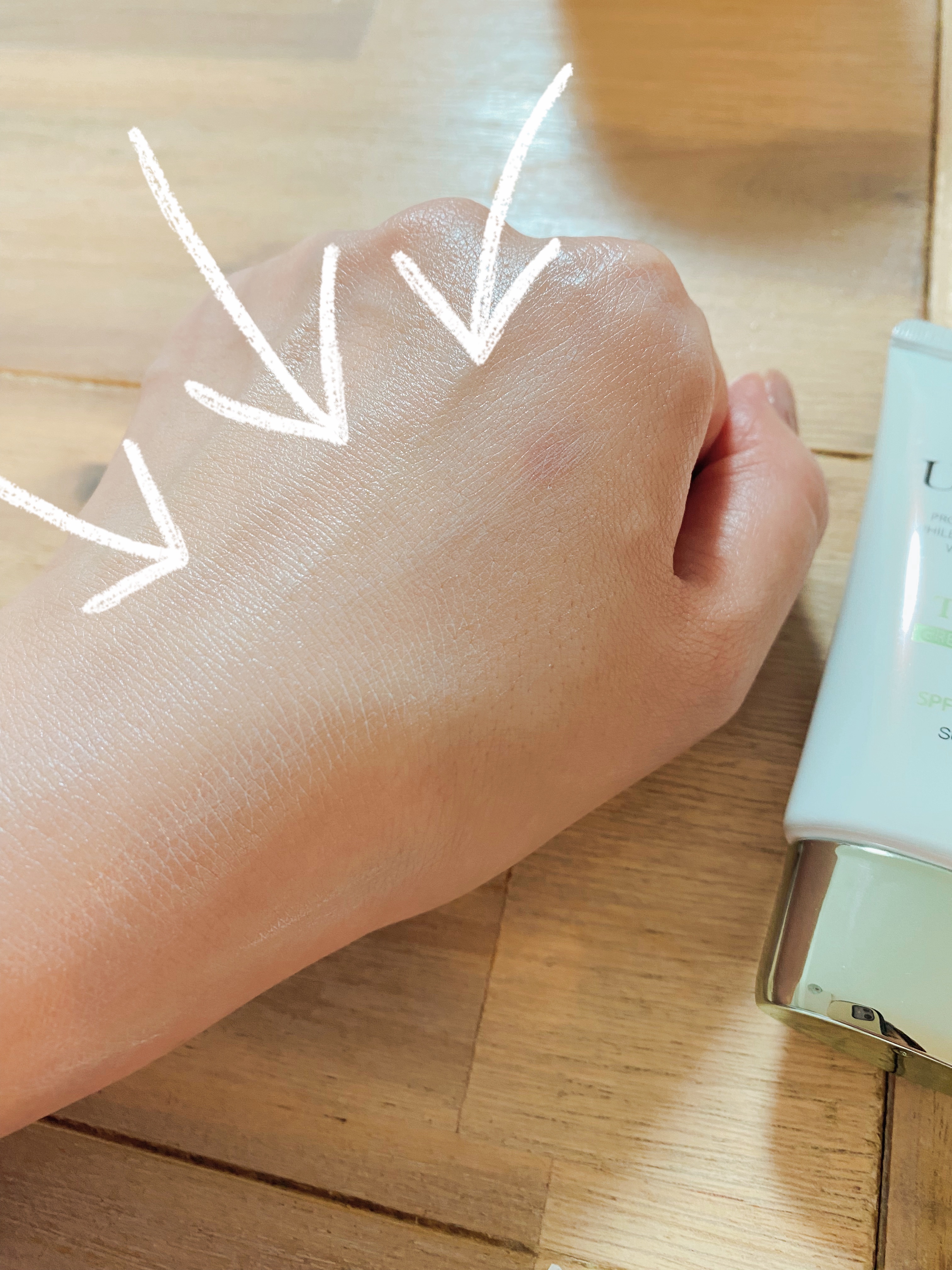 クリーンティーツリーリポソームトーンアップサンクリーム（グリーン）/ダルバ/日焼け止めクリームを使ったクチコミ（3枚目）