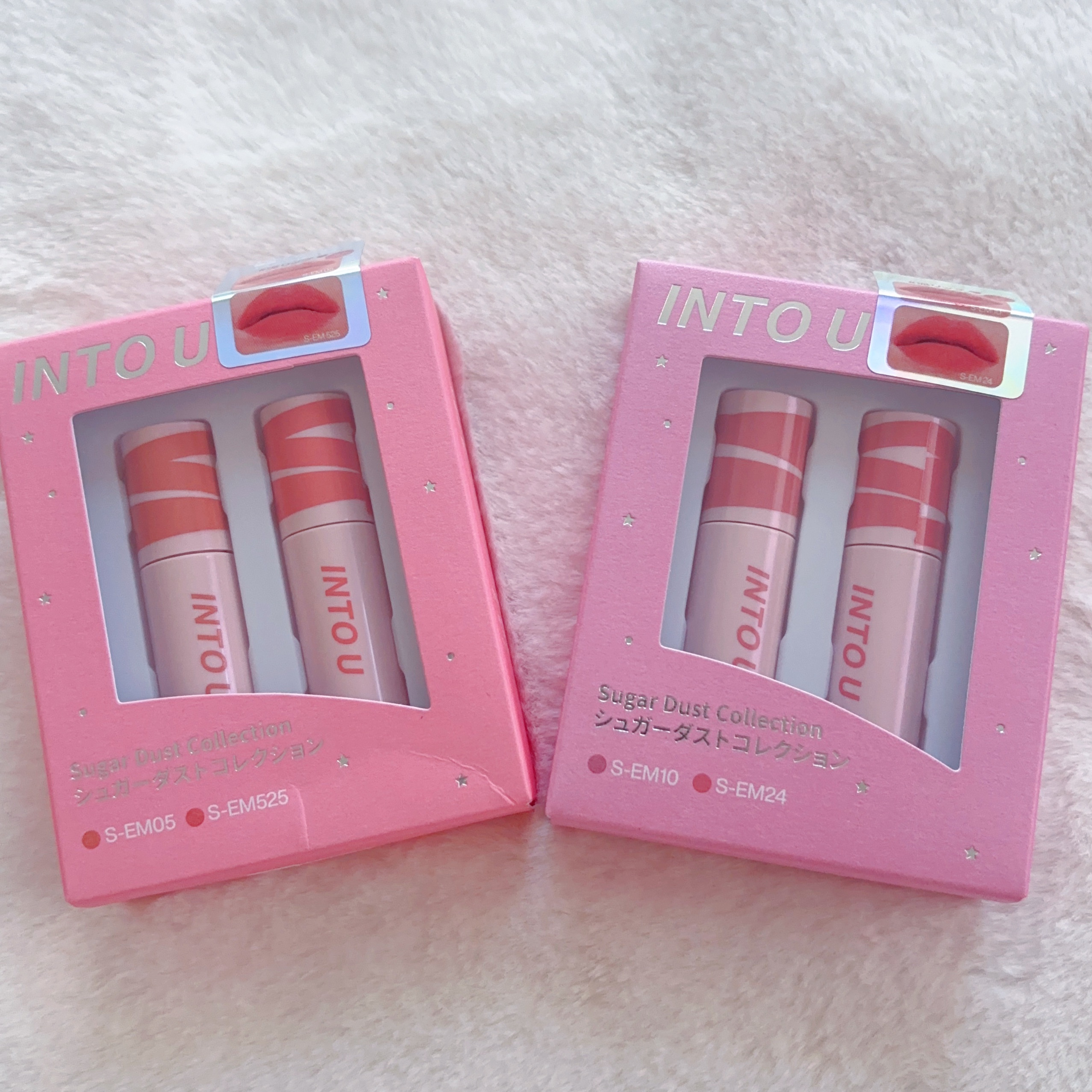 スーパーマットリップ＆チークマッドミニセット シュガーダストコレクション/INTO U/メイクアップキットを使ったクチコミ（1枚目）