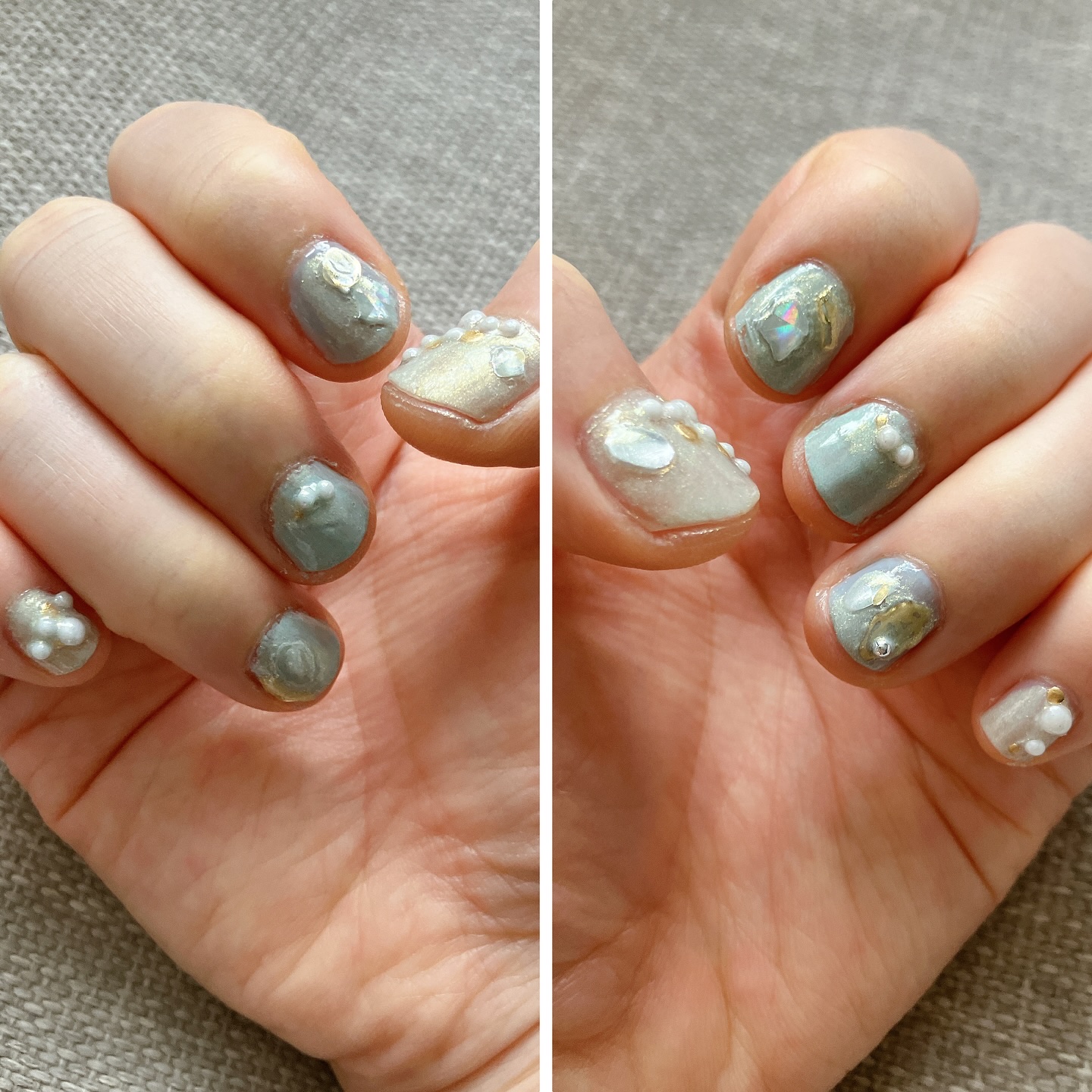 ムードオンネイルポリッシュ 03 アッシュブルー/hana by hince/マニキュアを使ったクチコミ（1枚目）