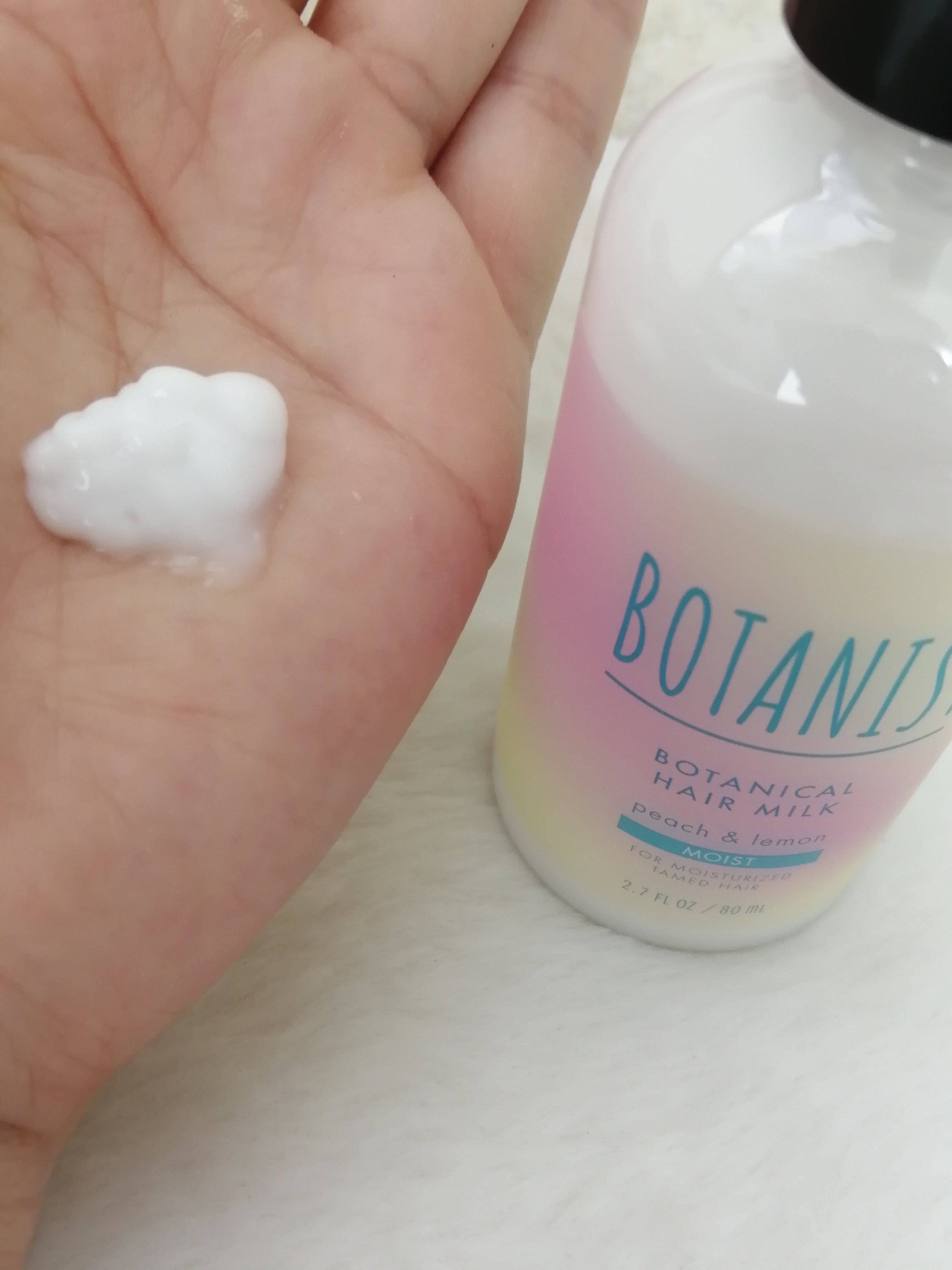 ボタニカルヘアミルク　モイスト　アイスピーチレモネードの香り/BOTANIST/ヘアミルクを使ったクチコミ（2枚目）